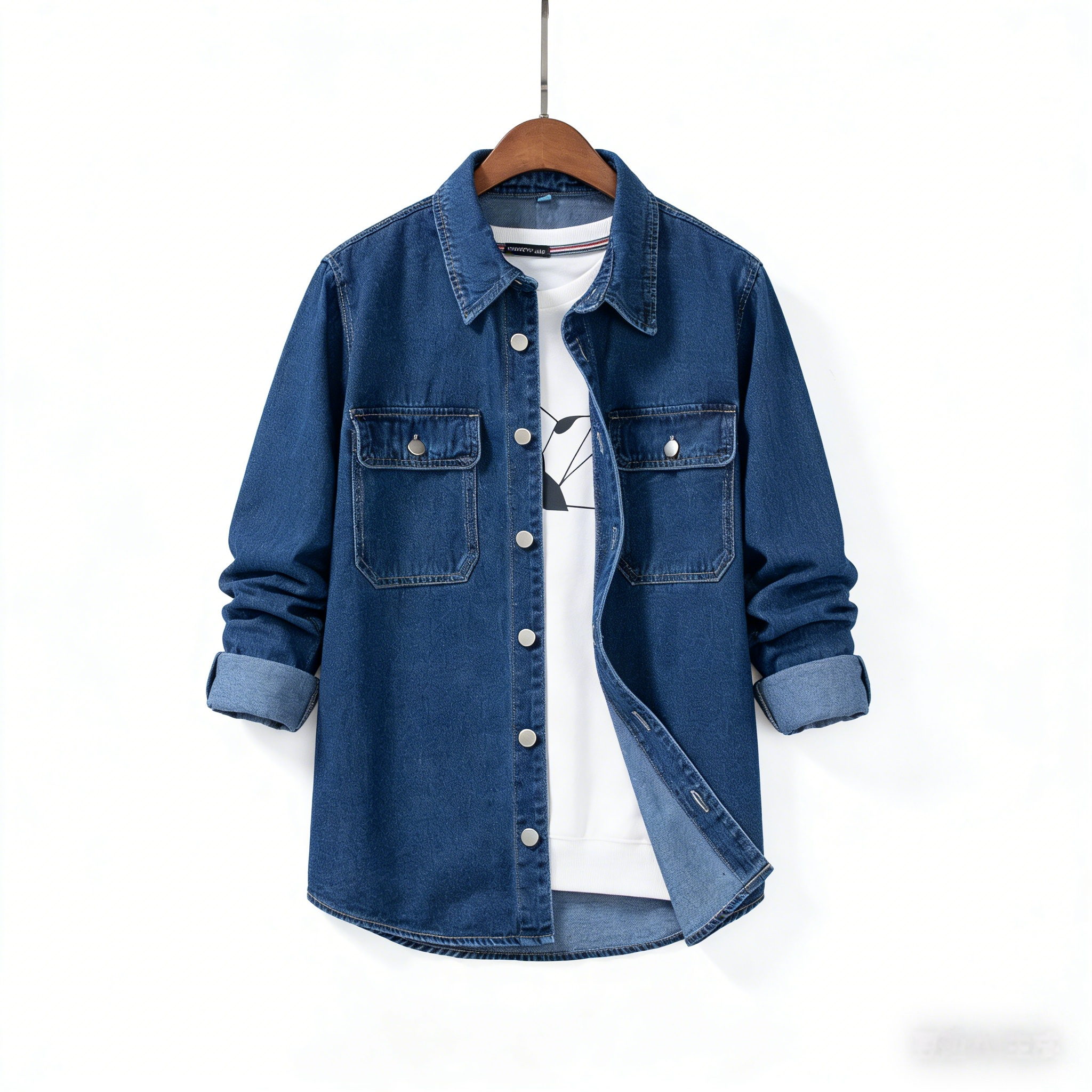 TK Camisa Retro Estadounidense Para Hombre Multicolor Talla Grande No Elástica Casual Versátil Ropa Exterior De Algodón Y Poliéster