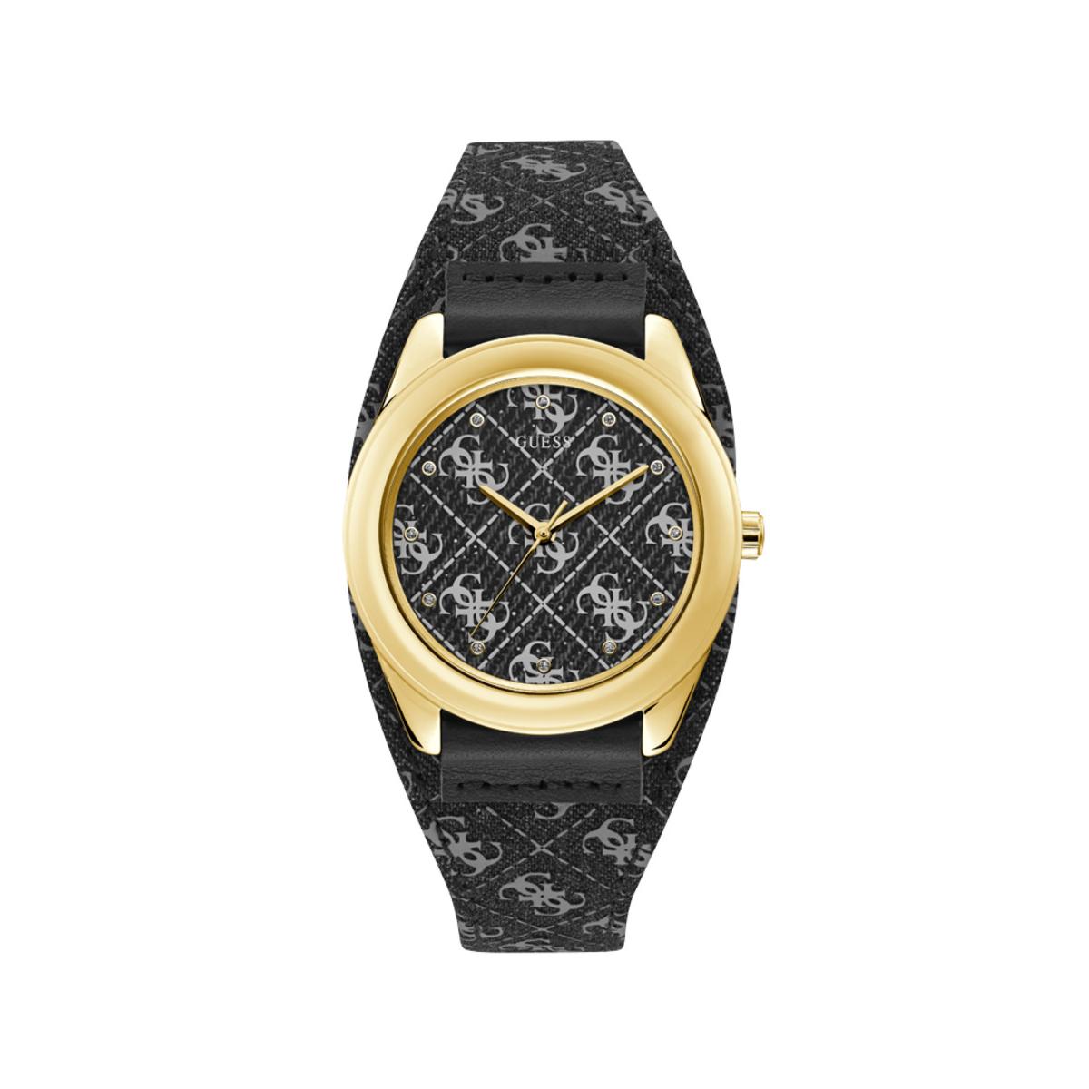 Guess Reloj Mujer Caja De Acero Pulsera Genuine Leather De Color Estampado Resistente Al Agua 1 Atm W1278l2