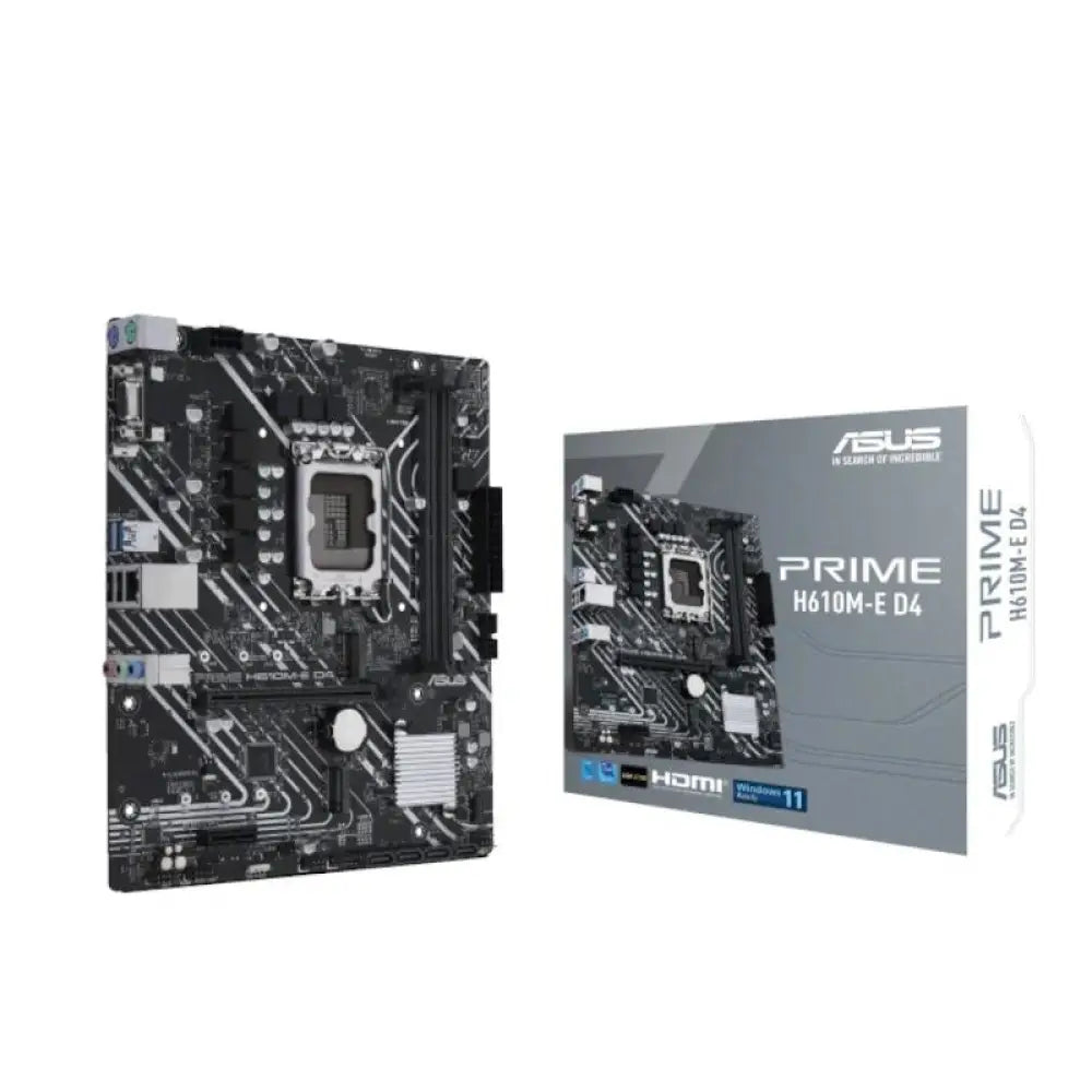 ASUS - Placa Base Prime H610M-E D4-CSM micro-ATX para procesadores Intel Core de 12.ª y 13.ª generación con DDR4, PCIe 4.0, 2 ranuras M.2 y Ethernet Realtek 1 Gb