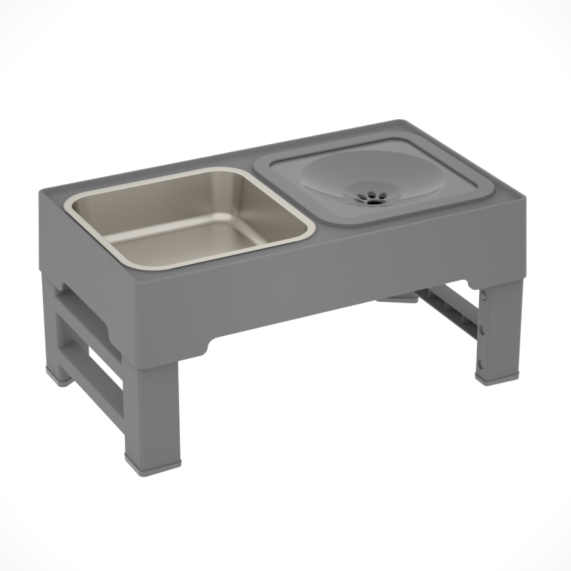 Comedero Doble para Mascotas - Ajustable en Altura, Antideslizante, Plegable
