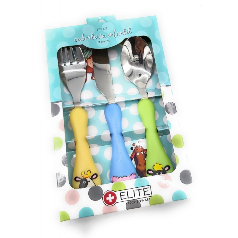 Bowin Merca9 - Juego de Cubiertos para Niños de Acero Inoxidable con Animales Divertidos