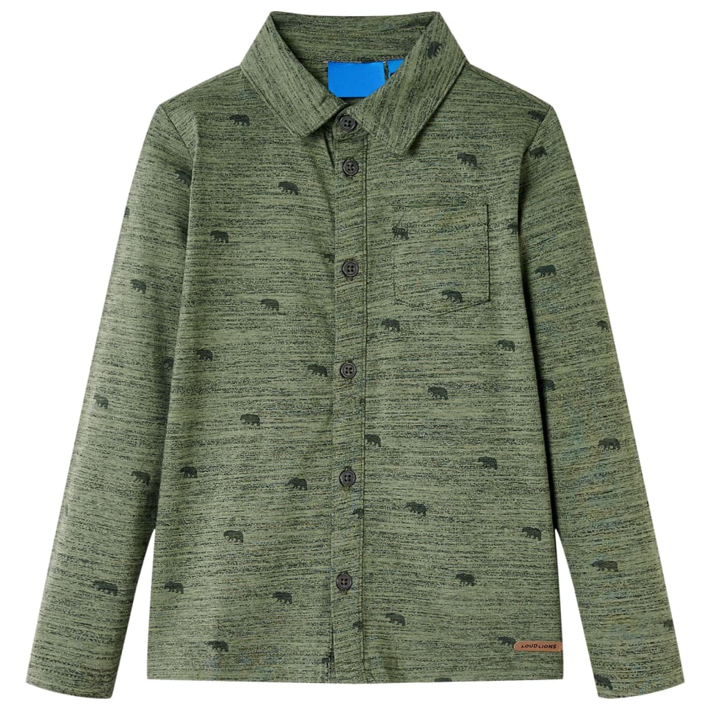 Camisa infantil caqui mezcla 104 en tamaño 104 (3-4 años)/128 (7-8 años)/140 (9-10 años) y más