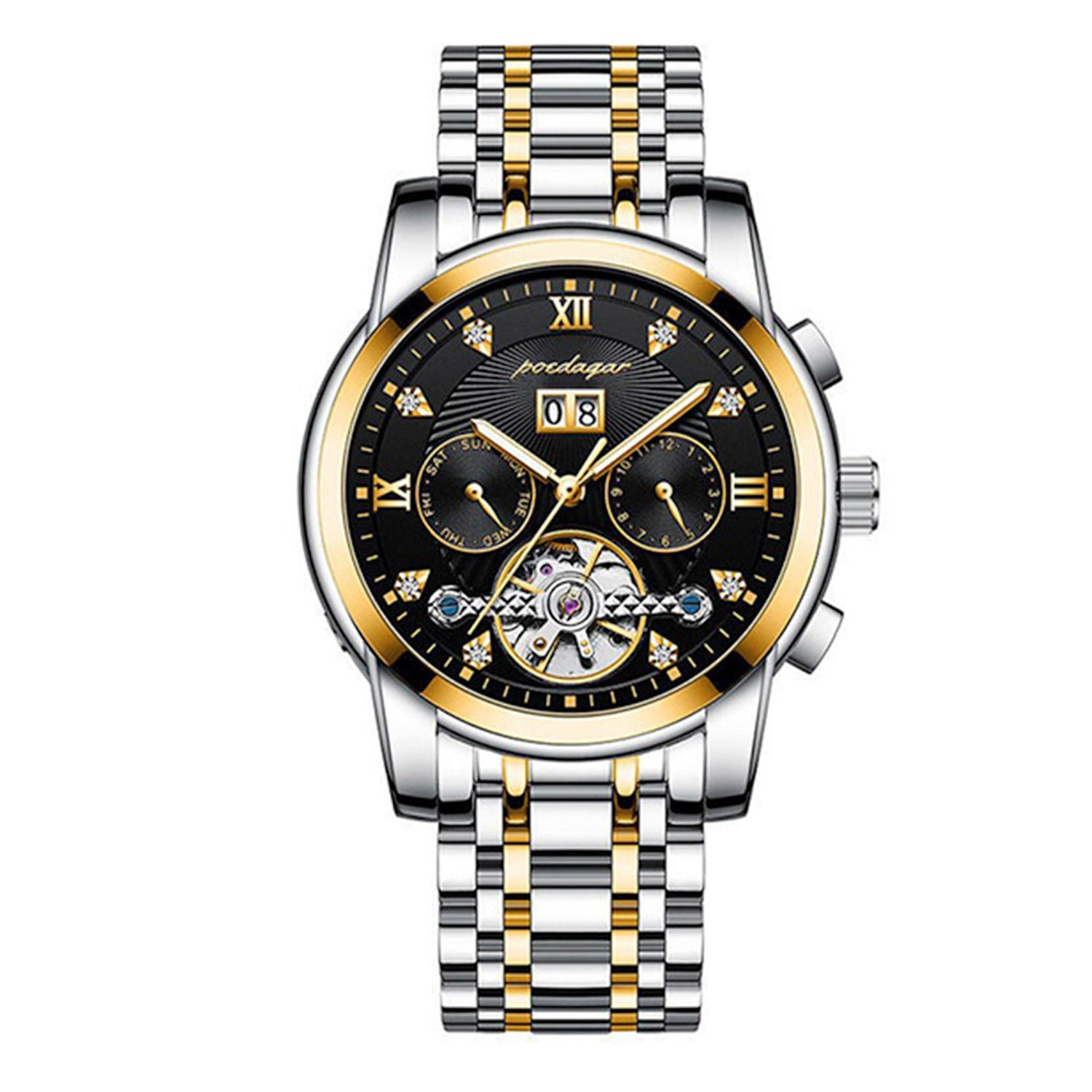 Relojes para hombre Reloj de pulsera mecánico esqueleto automático con resistente al agua