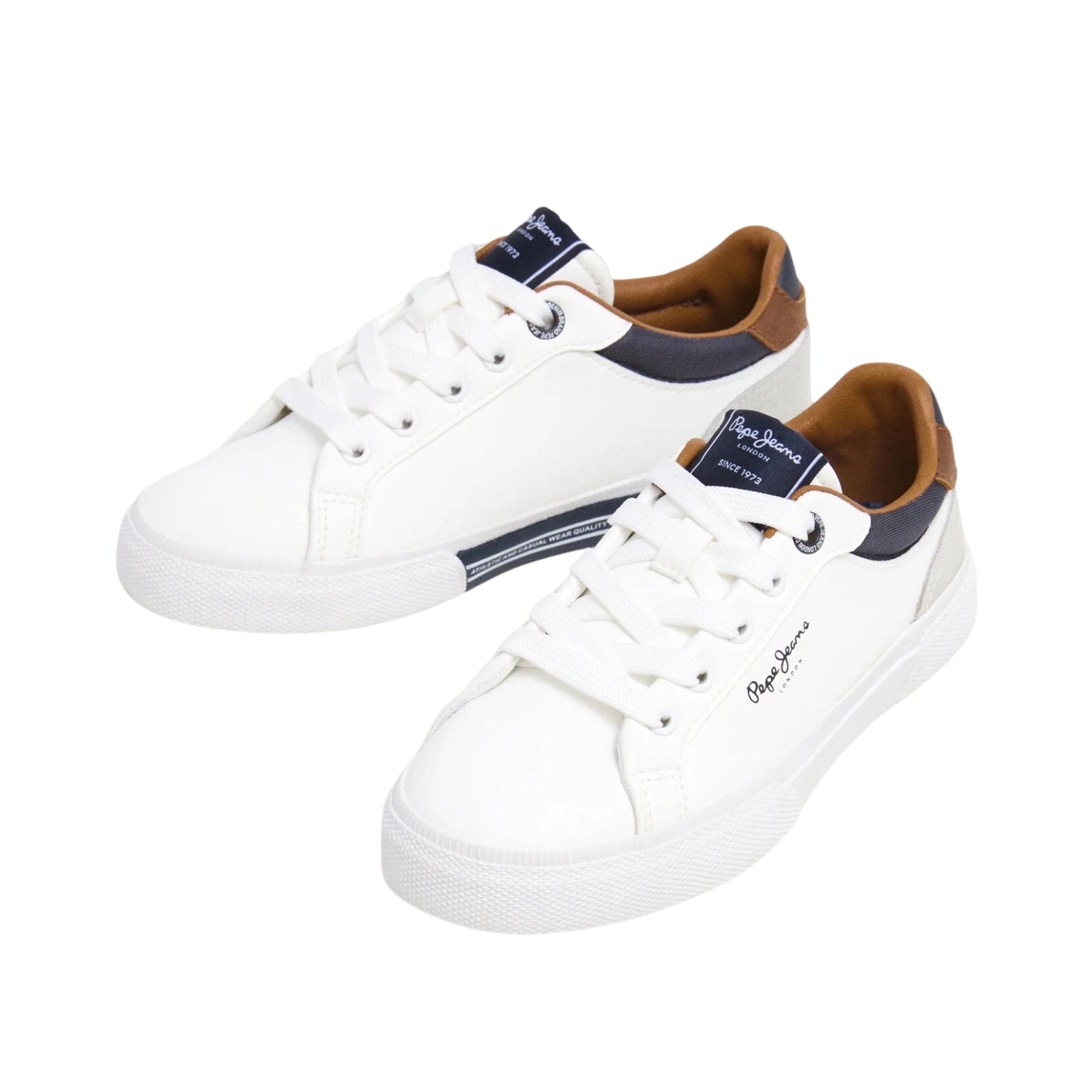Pepe Jeans - Kenton Court B Pbs30569-800 - Sneakers Blancas Con Detalles En Ante - Niño