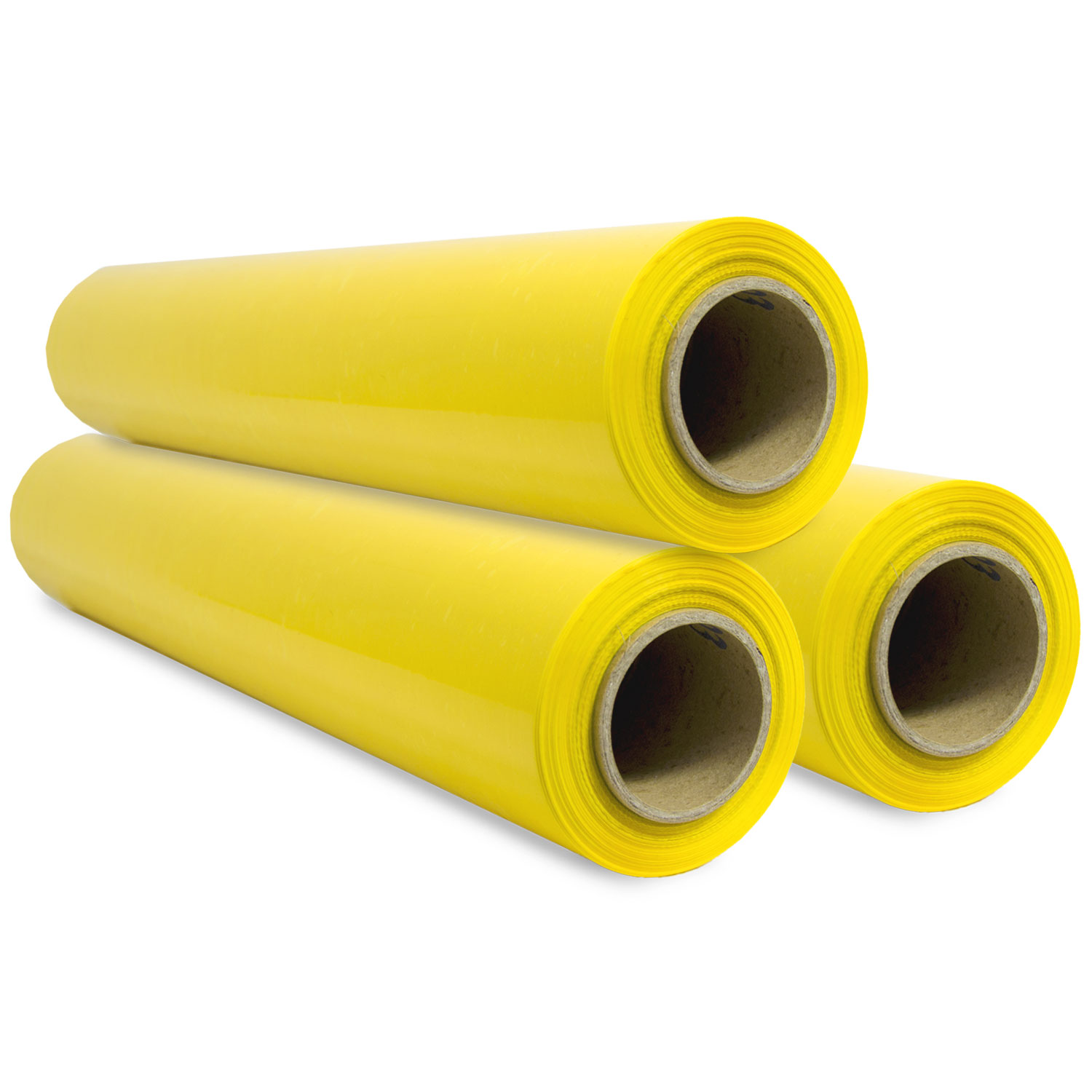 Film para Embalar, Film Amarillo, Papel Film, Rollo de Plastico Protector Muebles, Cajas Mudanza, Plastico Cubretodo 50cm x 300m estirables - SIDI (3 unds, Amarillo)