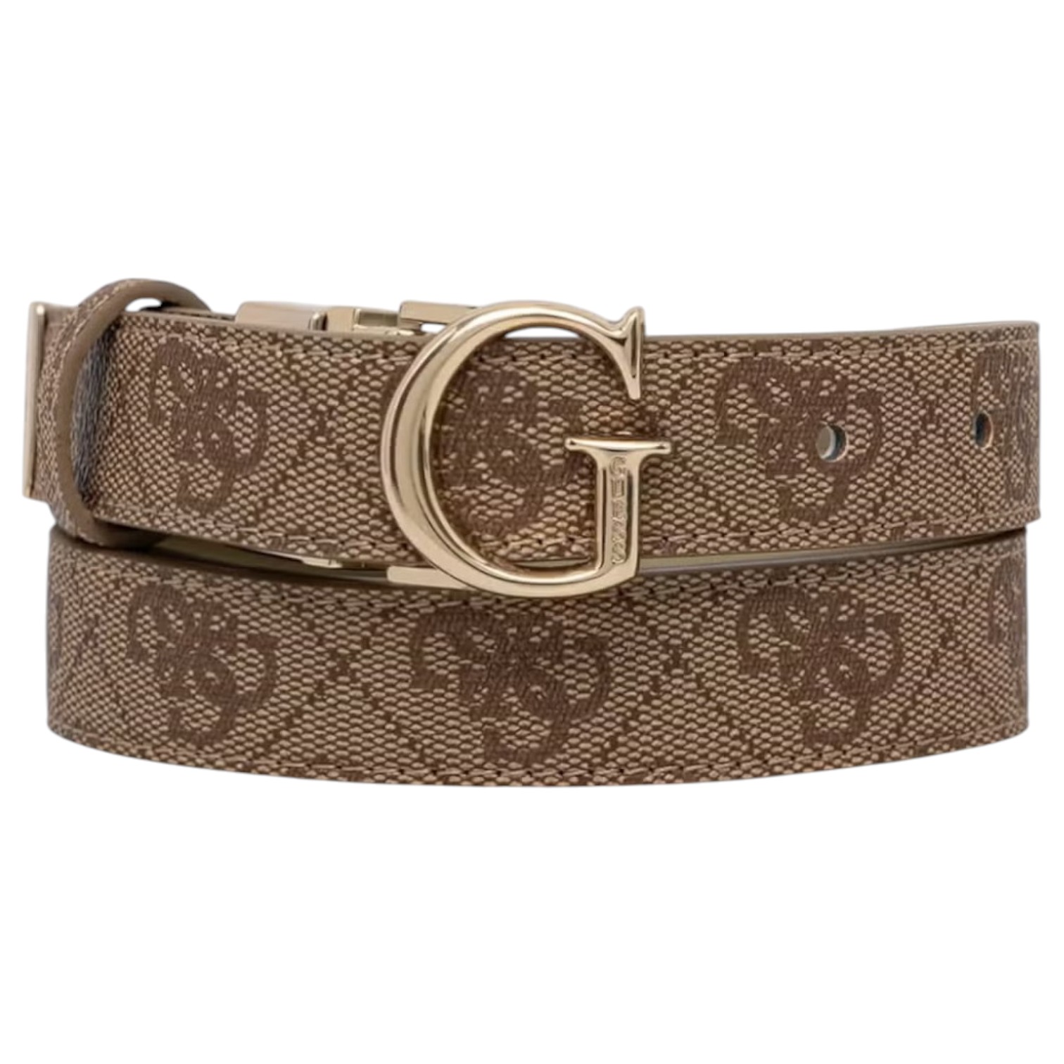 Cintura Donna Guess Leona 4G Logo Peony Reversibile Leather Latte Beige Sage Green