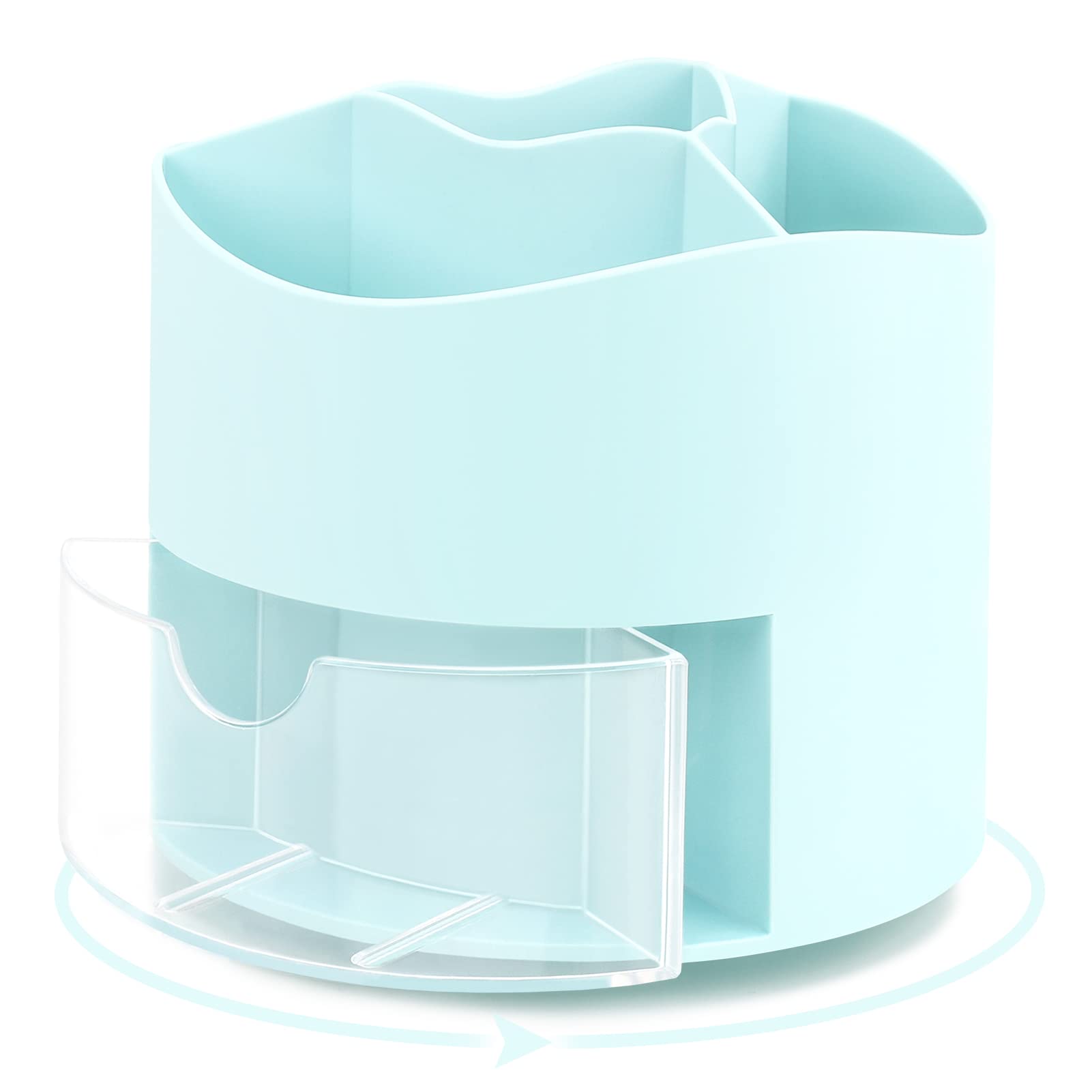 TK Organizador giratorio para escritorio with 4 comparttiments, multicolor - Ideal para mantener brocha de maquillaje en el hogar y la Oficina