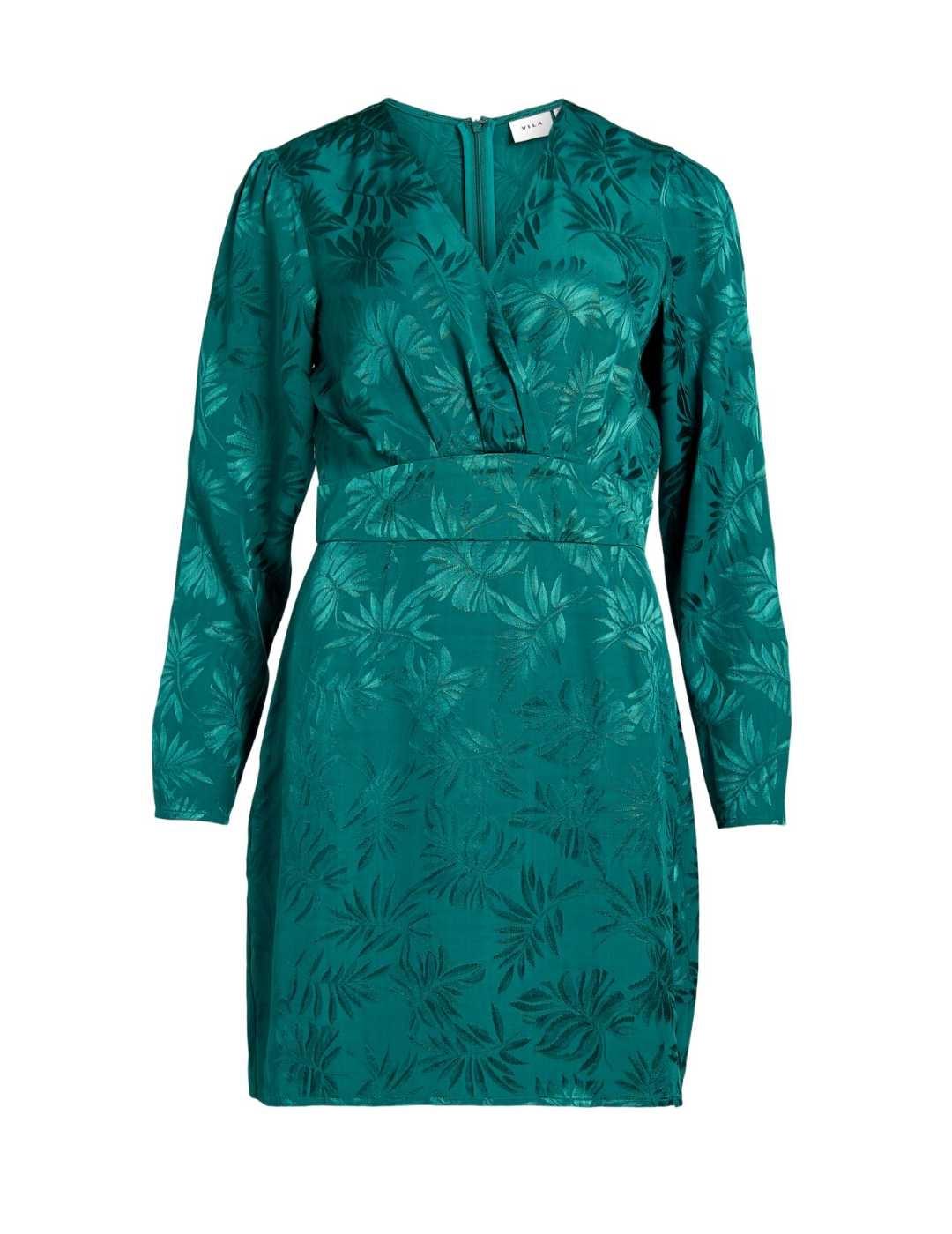 Vestido Vila Tike turquesa estampado de hojas para mujer