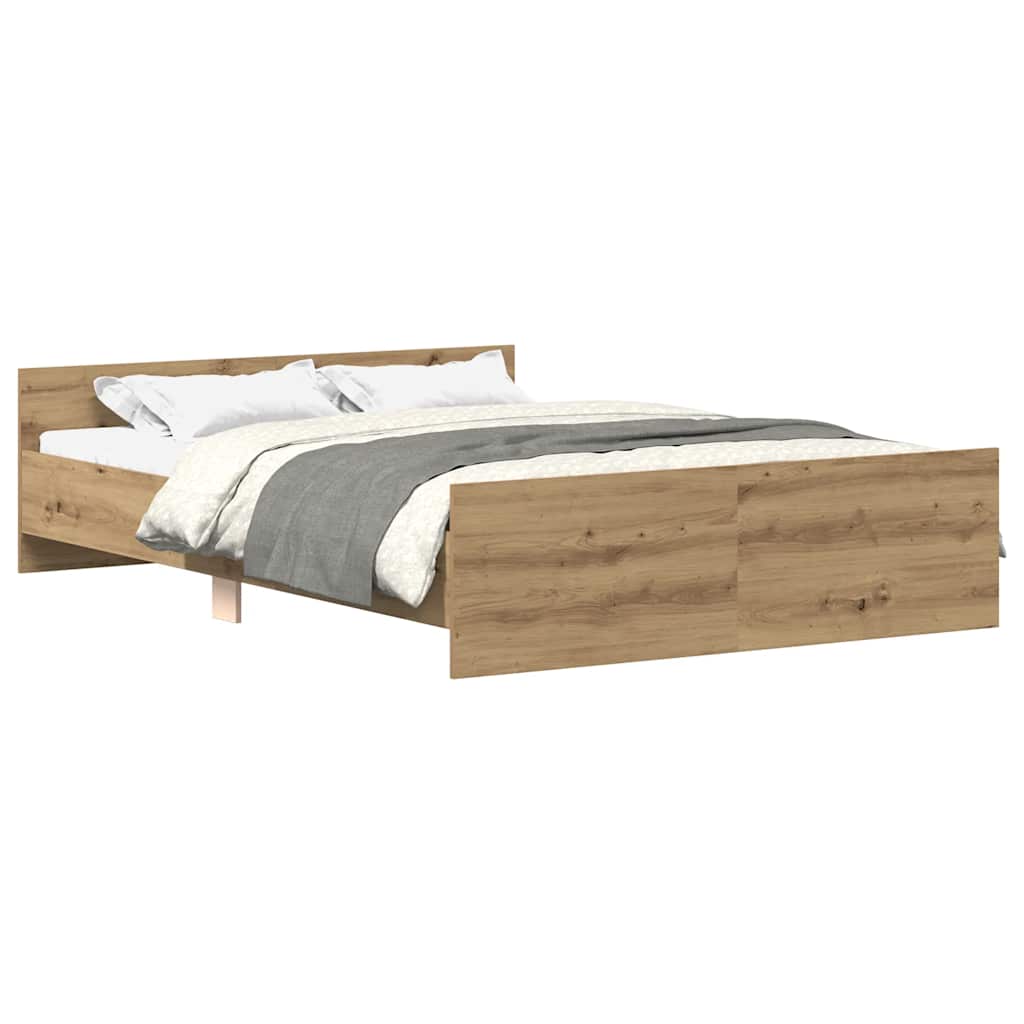 vidaXL Estructura de cama sin colchón roble artesanal 135x190 cm