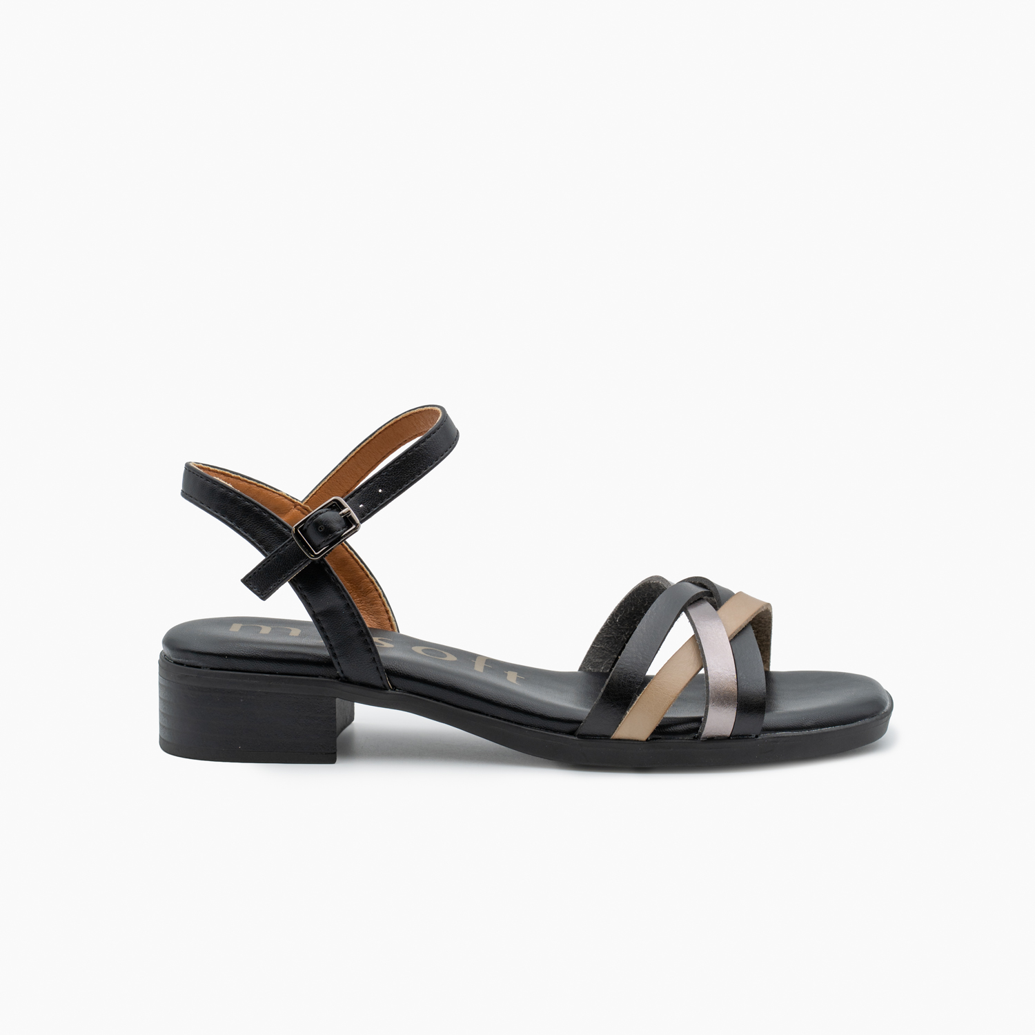 Mysoft - Sandalias de tacón bajo 26M184 para mujer con ajuste al tobillo y plantilla cómoda estilo elegante