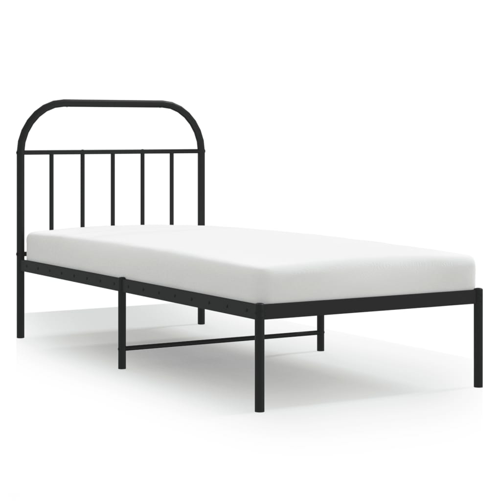 vidaXL Estructura cama sin colchón con cabecero metal negro 90x190 cm