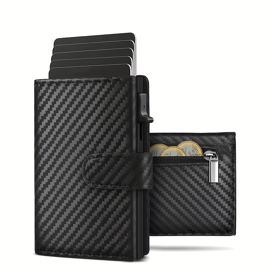TK Cartera Para Hombre Slim Con Monedero Y Protección RFID Cartera De Tarjetas Pequeña Para Crédito Material De Cuero Sintético Microfibra