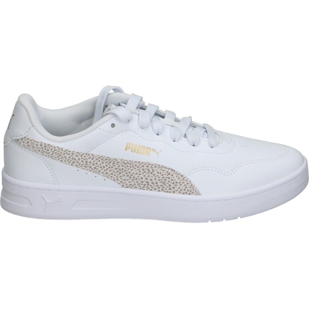 PUMA | Zapatillas Puma Court Lally Topcat para Mujer – Deportiva Blanca con Detalles en Animal Print – Estampado de Leopardo – Sneakers con Cordones – Estilo Casual – Cómodas y Versátiles – Modelo 406059-02