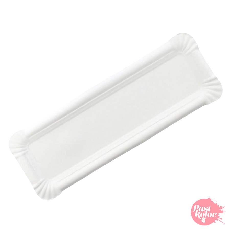 Glotomania - Bandeja Rectangular Blanca de Cartón Resistente - 45 X 13 Cm