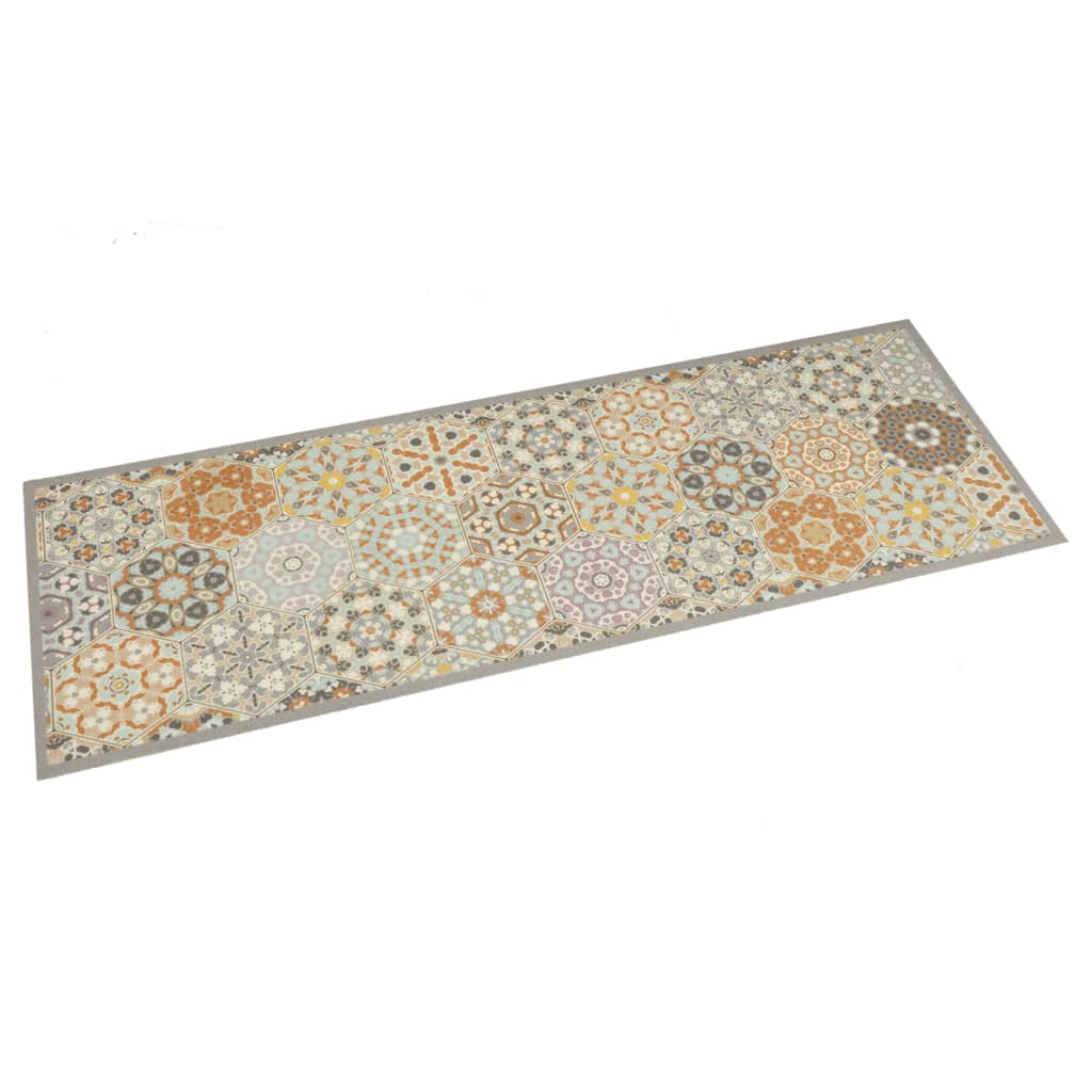 vidaXL Alfombra de Cocina Lavable Alfombrilla Suelo Terciopelo Estampado Valla Color fence,  coffee grey,  Hexagonal y mas