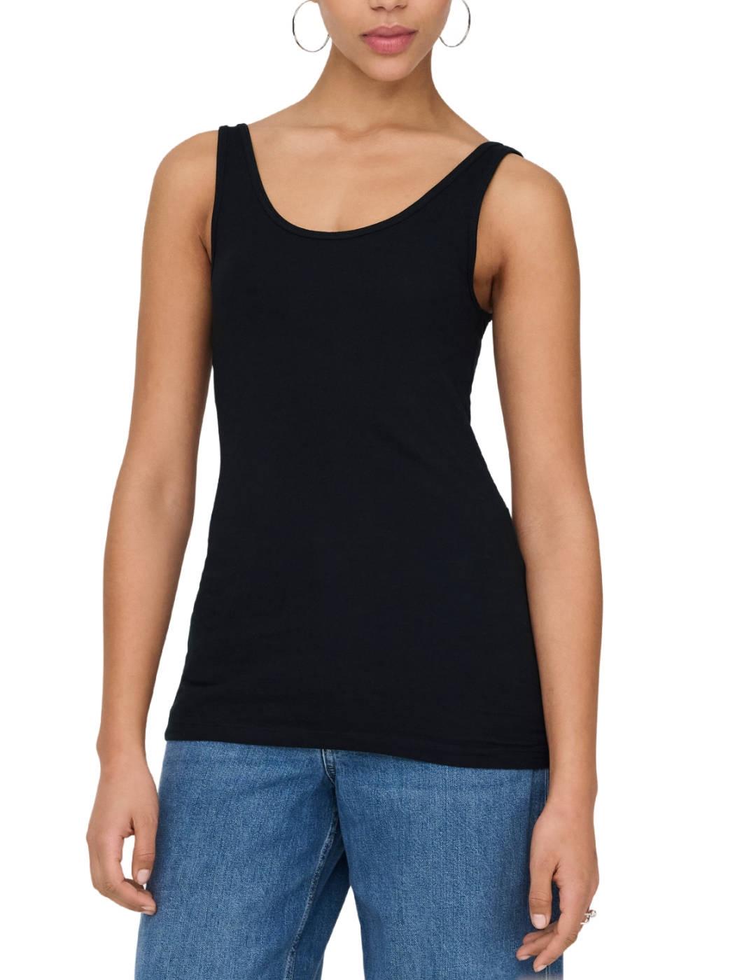 Camiseta básica Only Live negro tirantes para mujer