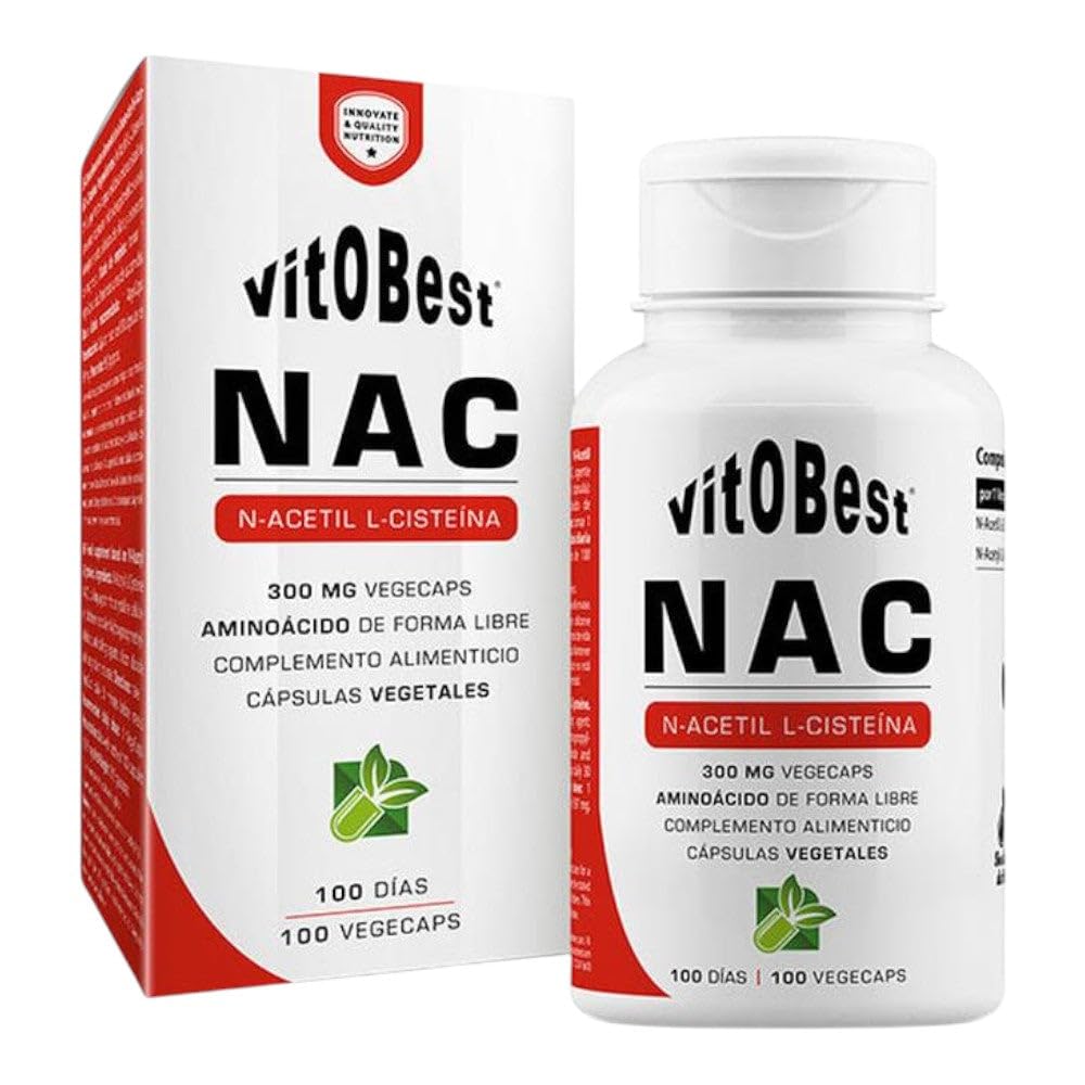 Vitobest NAC (N-Acetil L-Cisteína) 100 cápsulas - Precursor de Glutatión Peroxidasa - Modulador del Estrés Oxidativo y Desintoxicación Hepática - Soporte para la Recuperación Sistémica