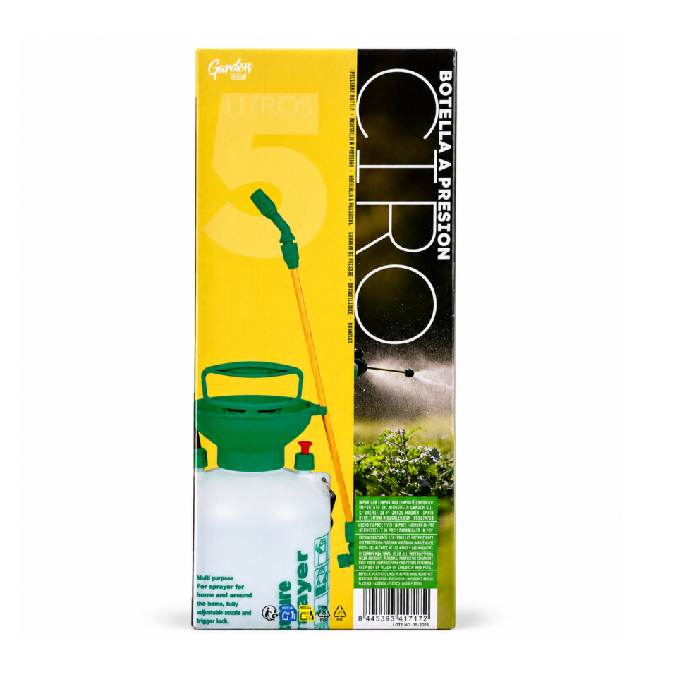Pulverizador de Presión para Jardín | Sulfatadora Manual de Hombro con Lanza, Manguera y Boquilla Ajustable | Botella Pulverizadora para Césped, Plantas, Huerto, Riego, Limpieza y Fumigación