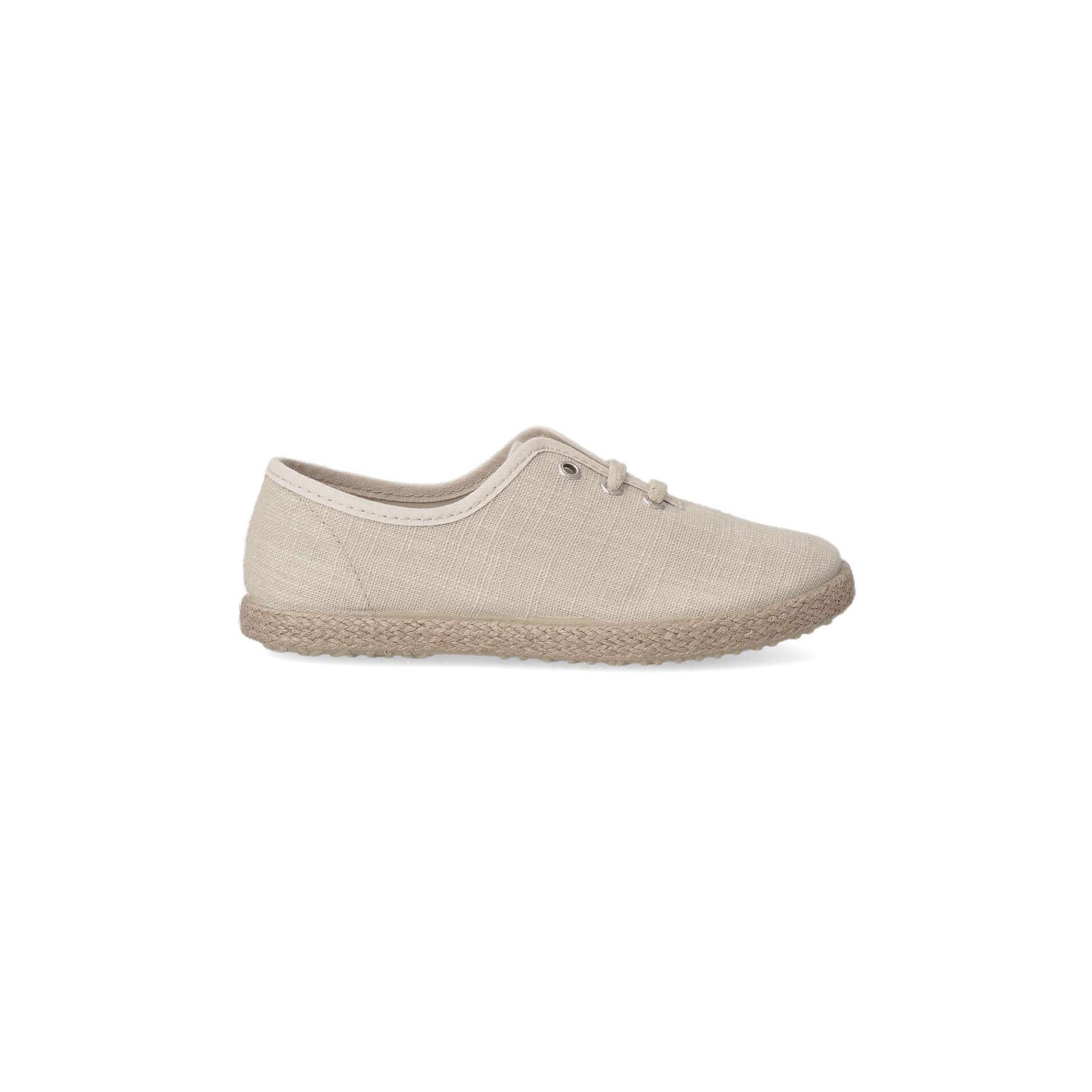 Peke's by Vanessa - Zapatos de vestir para niño en lona con cordones estilo blucher, suela antideslizante de caucho natural y detalle de yute