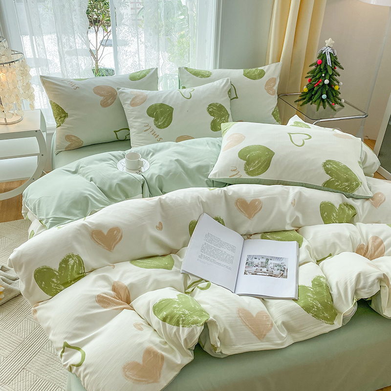TK Juego De 3 Piezas Funda De Edredón Y Paquete De Almohadillas En Forma De Corazón Con Estampado Floral Para Dormitorio