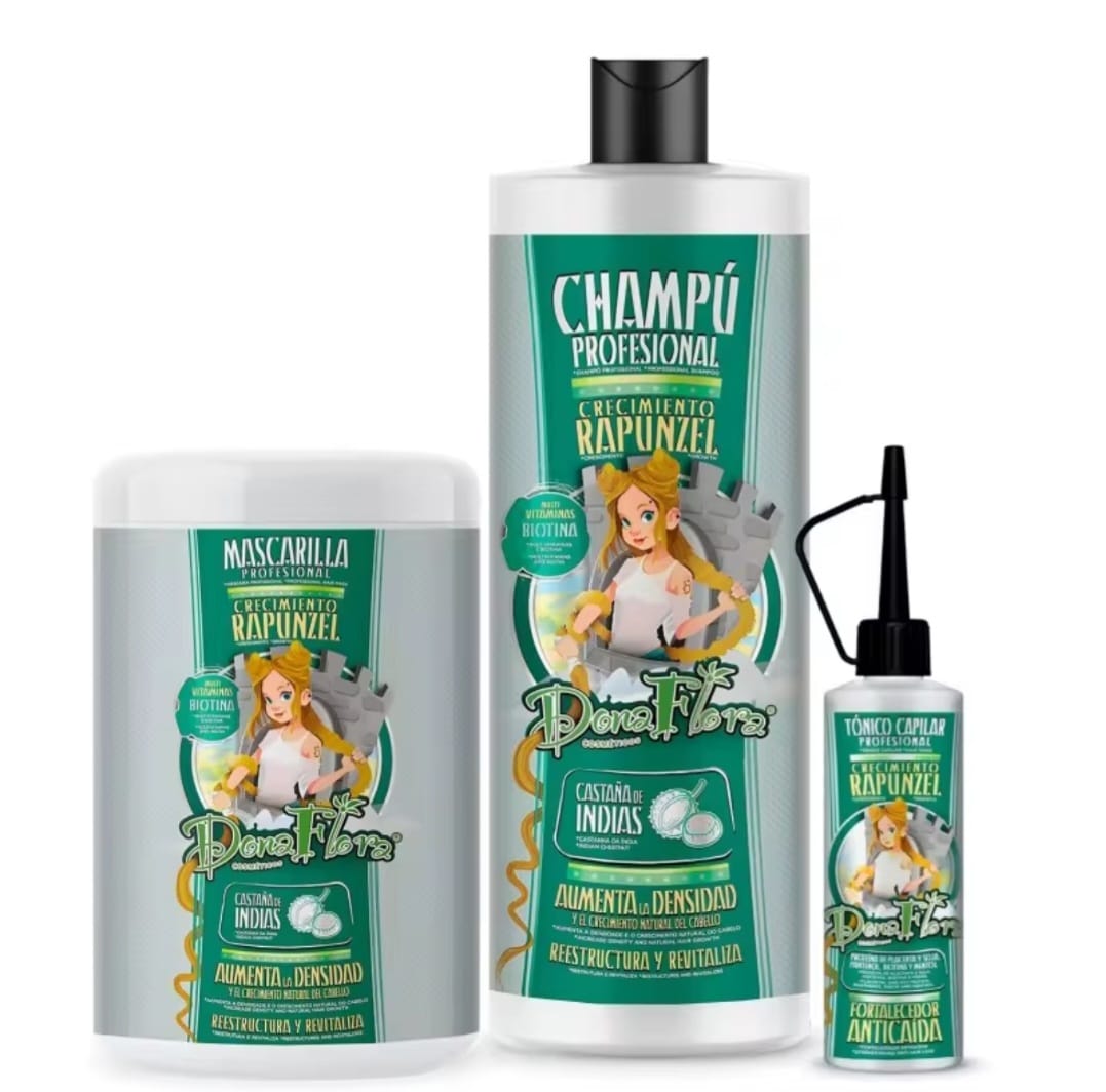 Dona Flora Rapunzel Pack Champú + Mascarilla + Tónico Capilar – Rutina Completa