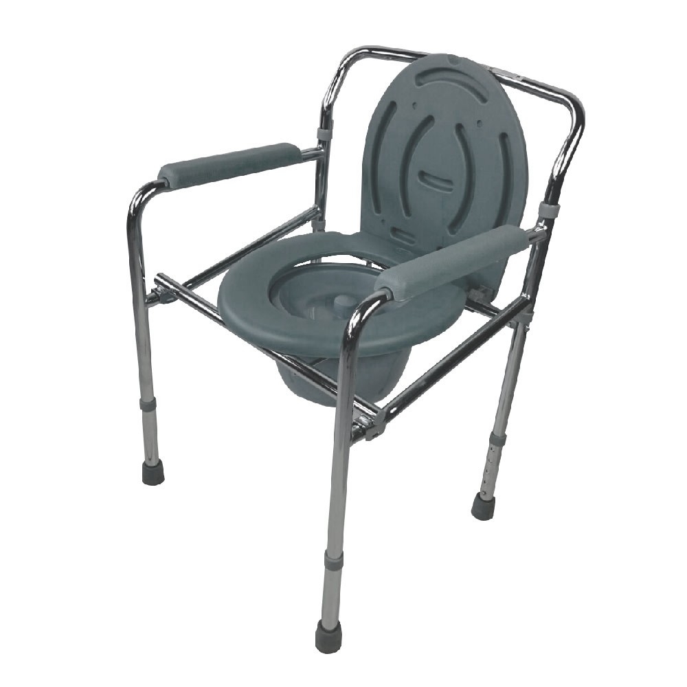 Mobiclinic Puente Silla WC para ancianos silla con Inodoro para discapacitados minusválidos ancianos Reposabrazos Asiento ergonómico Acero cromado Conteras antideslizates