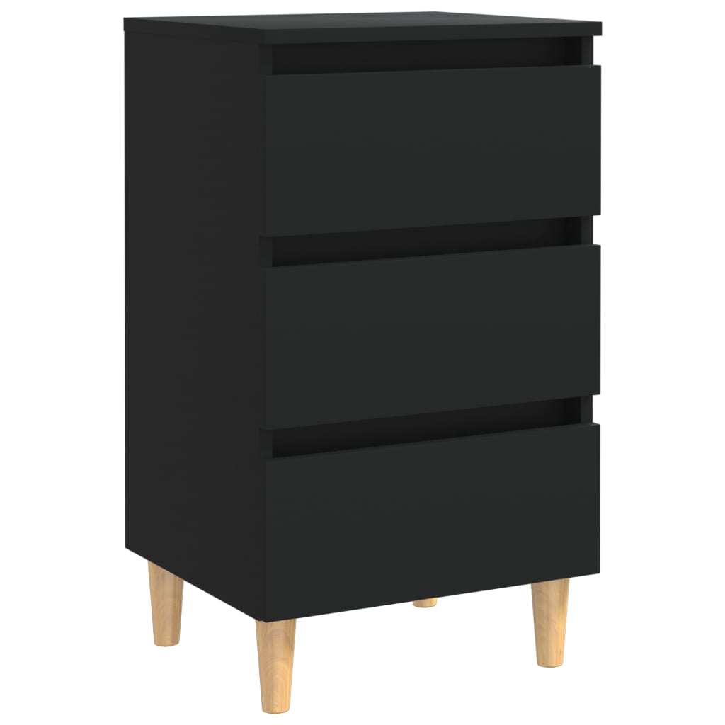 Vidaxl Mesita de Noche con Patas de Madera Maciza 40x35x69 Cm Blanco