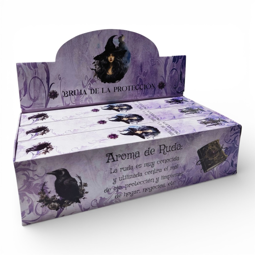 Incienso bruja de la PROTECCION AROMA A RUDA caja completa de 12 cajitas de 20 varillas cada cajita de la marca Fedor