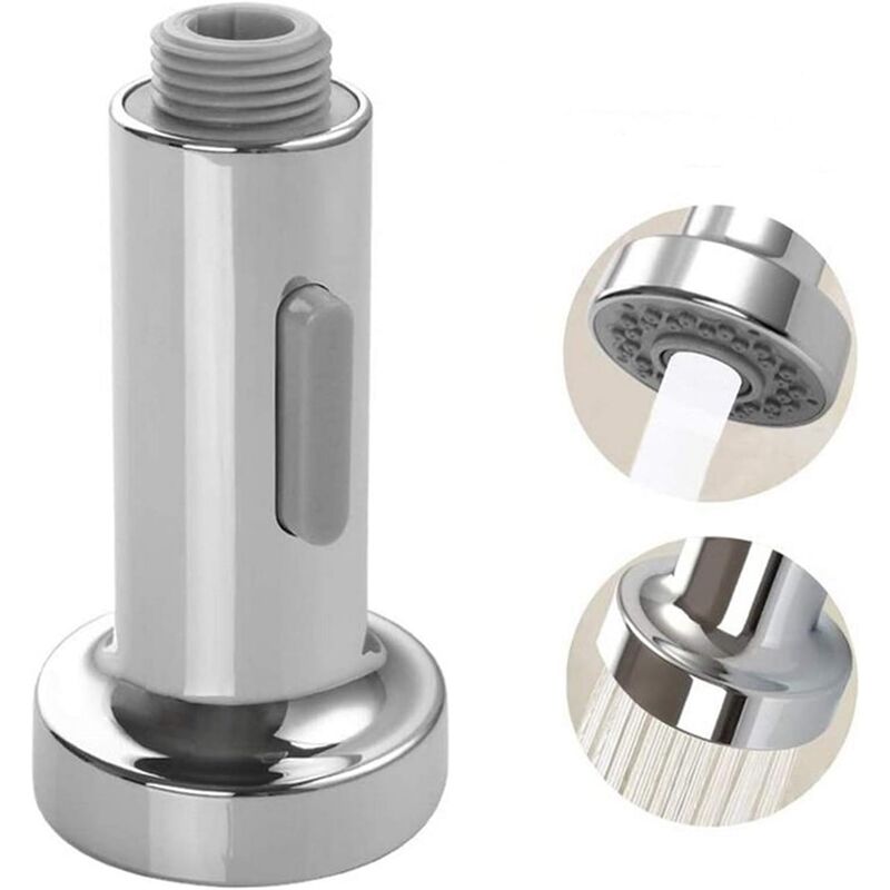 Grifo de Ducha de Mano Mezclador Sink Kitchen Press Down Pro Head 2 Functions Jets Kitchen Mixer Universal Hand Shower Faucet Accessory（Silver）