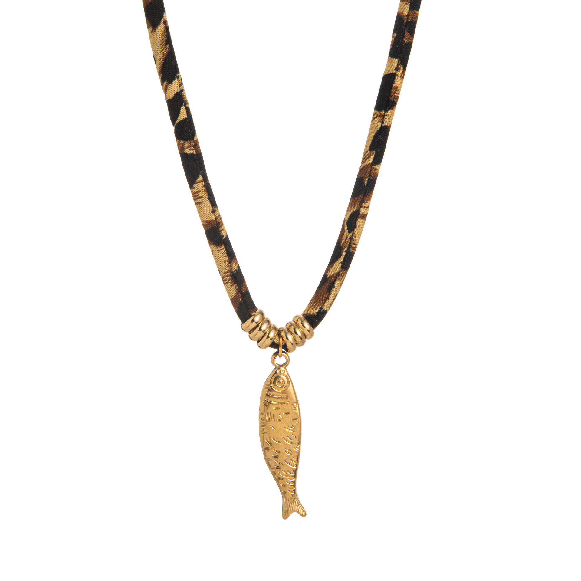 Colgante de acero inoxidable con cordón de felpa estilo leopardo - Diseño femenino versátil para temporada otoño-invierno