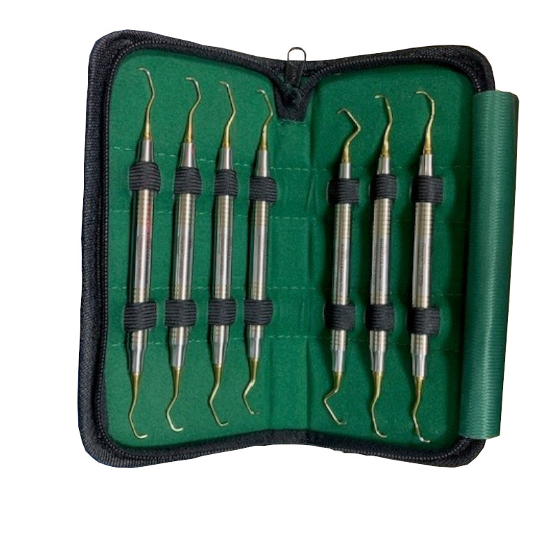 Kit de 7 curetas gracey, recubiertas de titanio, para curetajes