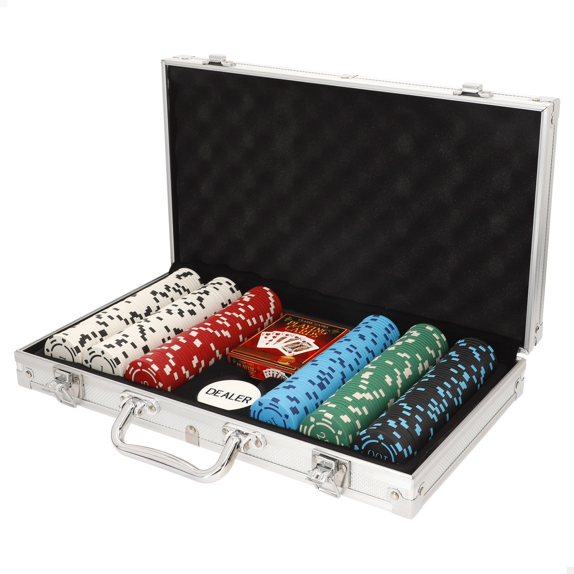 Juego de póker 300 fichas caja aluminio + 18 años COLORBABY