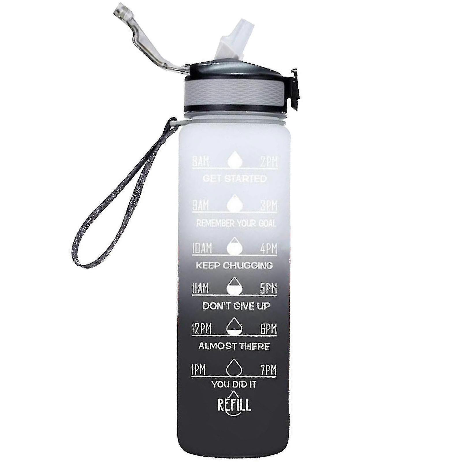 1000ml libre motivacional deportes jarra con marcador de tiempo al aire libre fitness taza gradiente de color al aire libre helado botella de agua