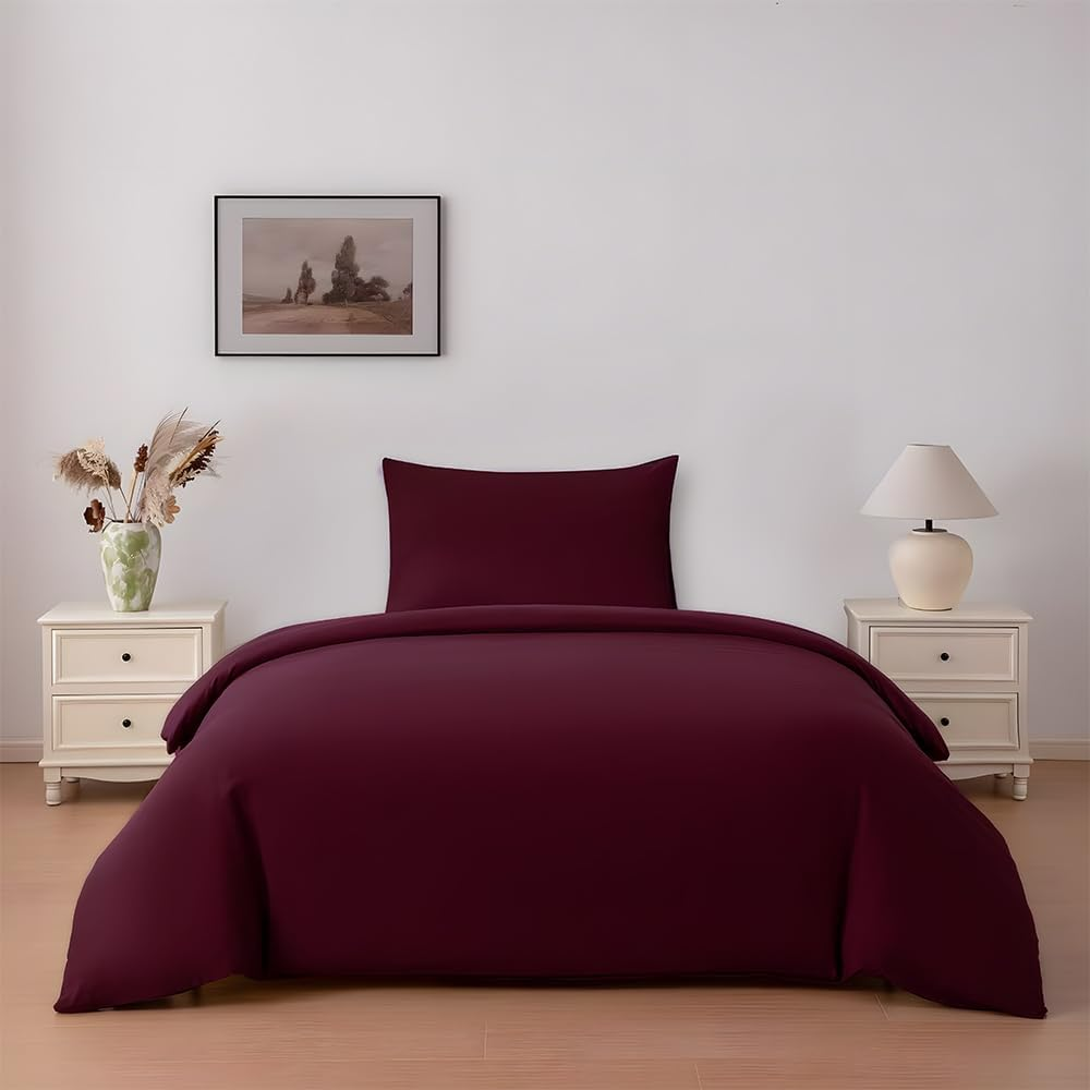 Funda nórdica para Cama 90/105/135/150/180cm, Funda nórdica Liso con Funda de cojín 50x75cm, 100% Poliester, Funda con Cremallera, suave y Transpirable, Varios colores. Cojín no incluido.