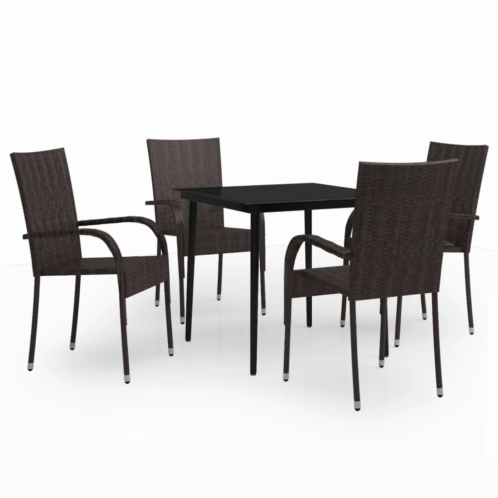 vidaXL Juego de comedor de jardín 5 piezas con cojines marrón y negro