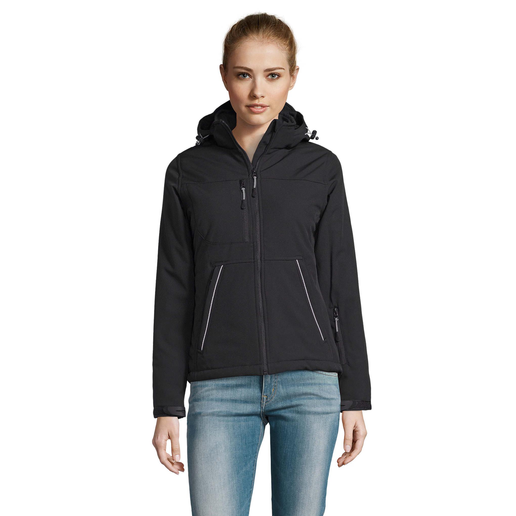 Chaqueta Softshell Acolchada para Mujer SOL'S Rock - Corte Ajustado, Capucha Desmontable, 4 Bolsillos con Cremallera, Ideal para Moda Femenina en Exterior, Impermeable