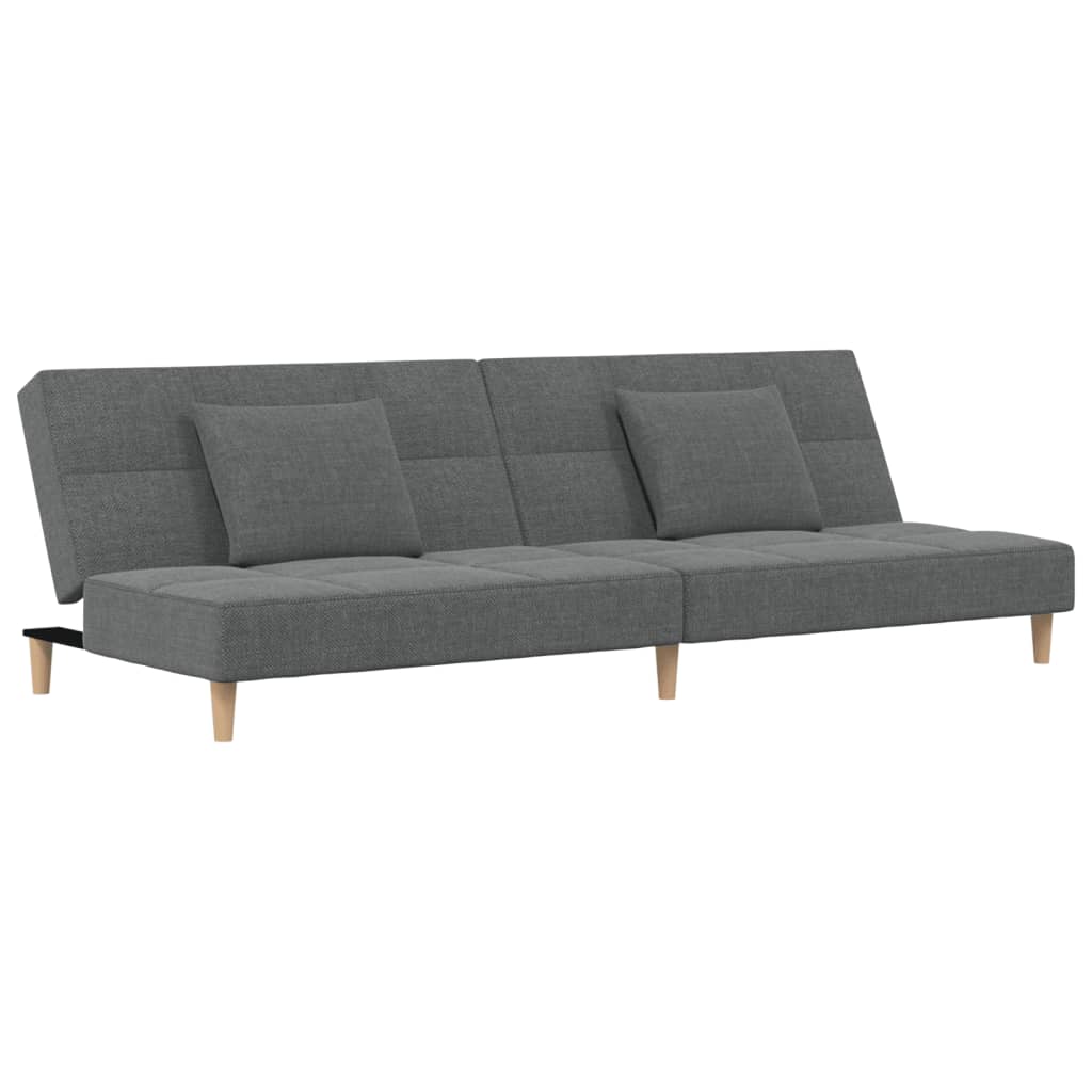 vidaXL Sofá cama de 2 plazas con dos almohadas tela gris oscuro