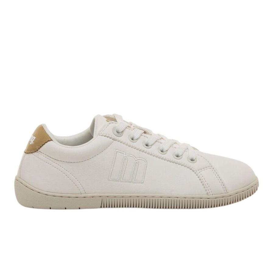 Zapatillas niño Mustang free barefoot color Murri white blanc0 y marron cierre de cordones calzado respetuoso para juniors y con plantilla de trasición para los que no estan acostumbrados al calzado barefoot de piel sintetica con certificado vegano