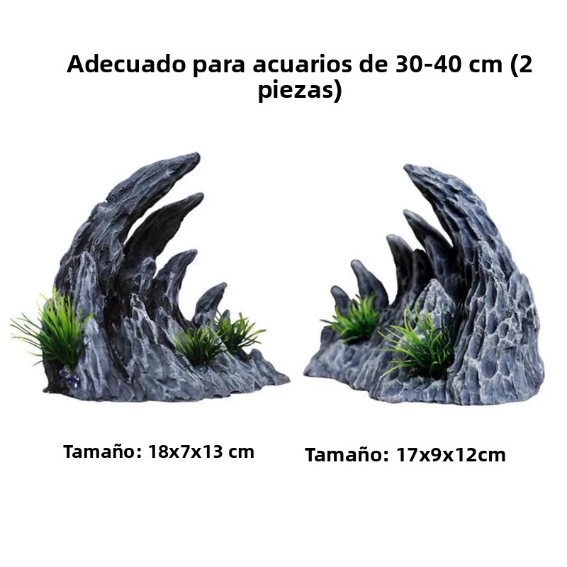TK Decoración De Acuario En Resina Simulada Cañón Adorno De Tanque De Peces 2pcs Piedras Acuáticas Para Decoración De Acuario