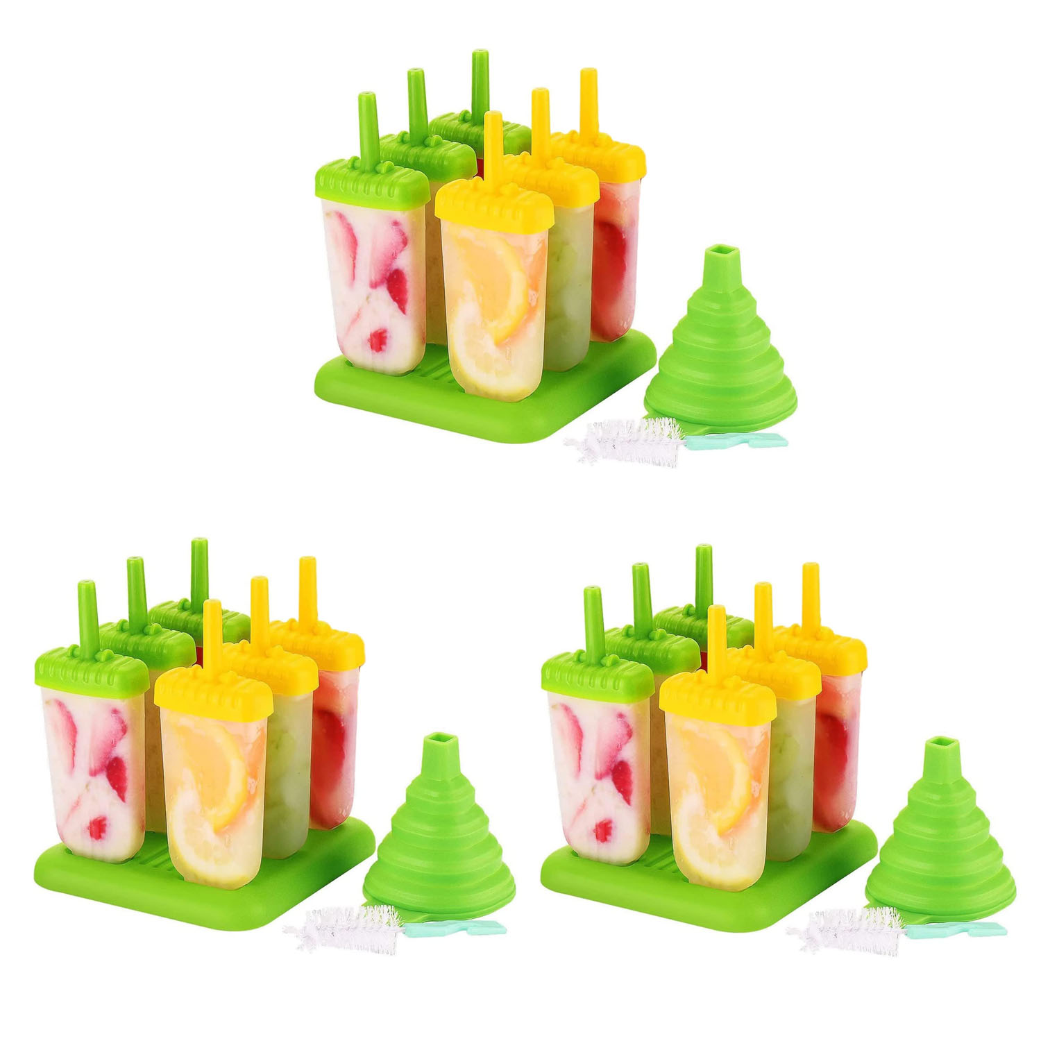 Moldes Para Polos Helados, 6 Piezas/Juego Helados Molde Hacer Formas Para Helados, Incluye Embudo De Silicona Y Cepillo De Limpieza, Heladera Moldes De Postre Hielo