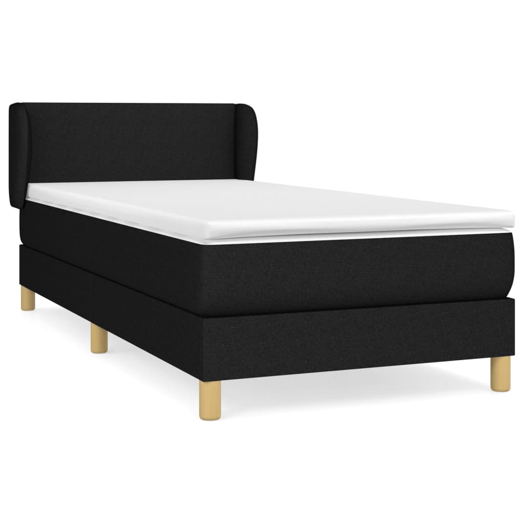 vidaXL Cama box spring con colchón tela negro 100x200 cm