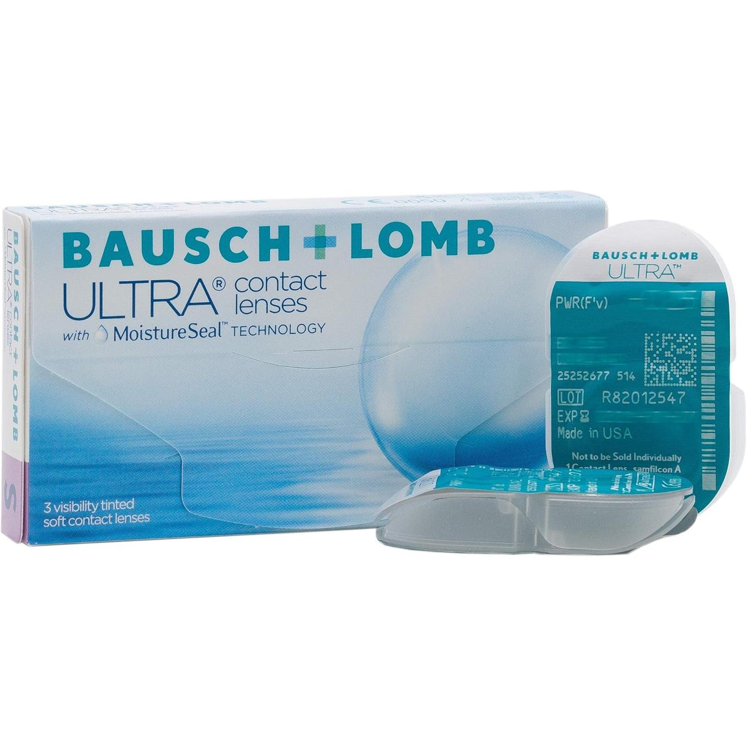 ULTRA BAUSCH + LOMB - Lentillas Mensuales Esféricas (6 Uds) | 8.5 BC | 14.20 DIA | Hidratación 16h | MoistureSeal | Alta Permeabilidad | Confort Prolongado