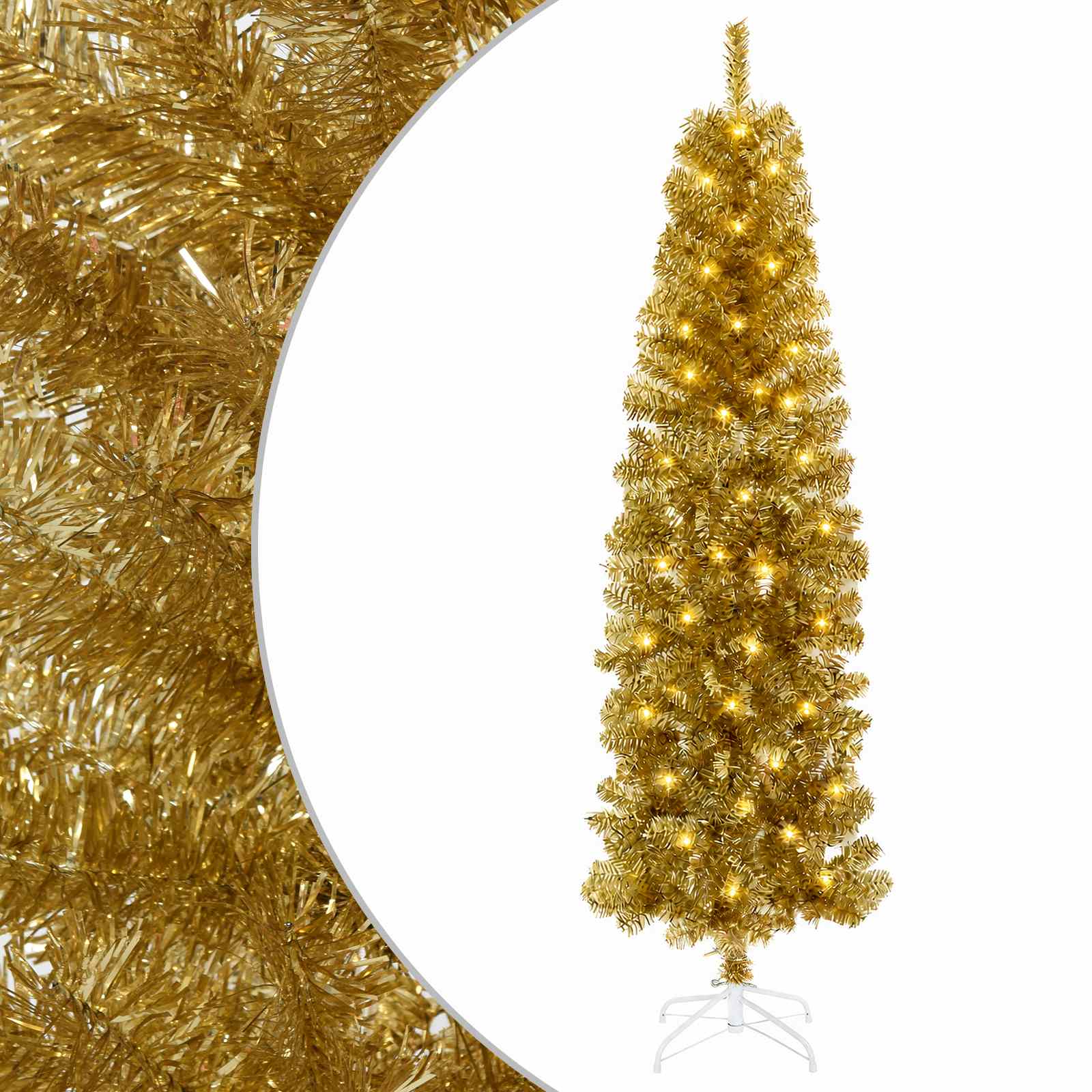 vidaXL Árbol Navideño Artificial Delgado Multitalla con LED Blanco Cálido