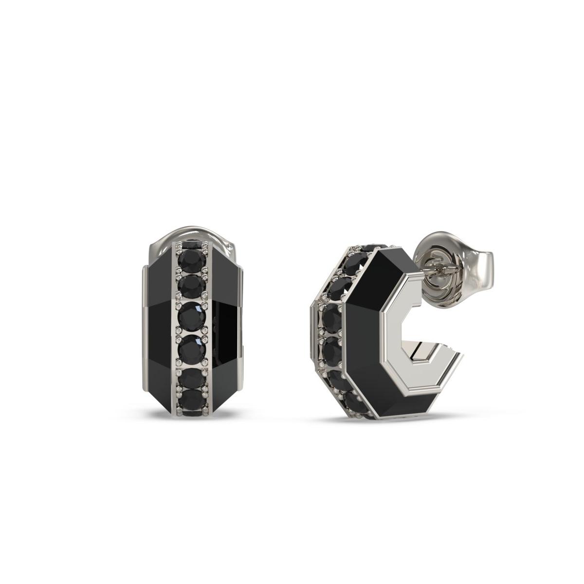Guess Pendientes Hombre Exagon De Acero Plateado Jume05088jwstt-u