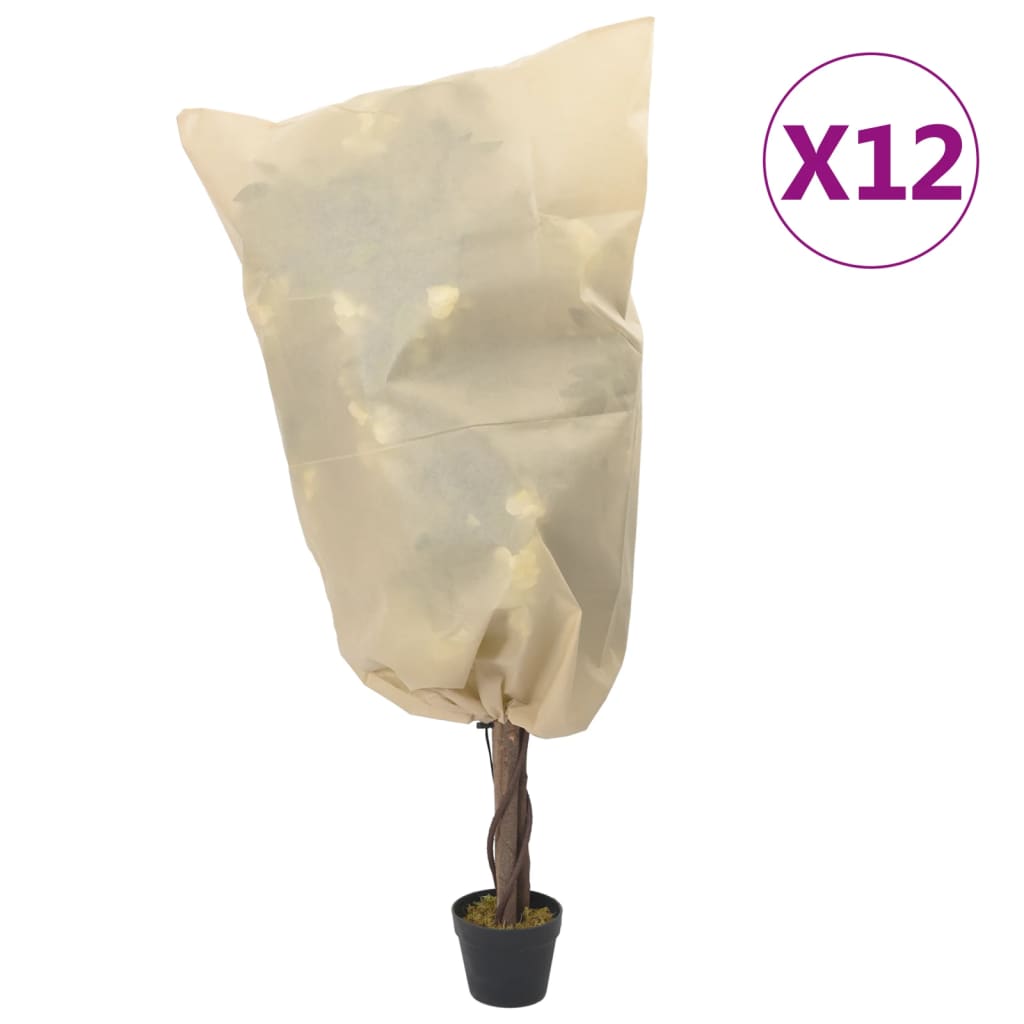 vidaXL Cubiertas para Plantas con Cordón Fundas Vellón 12 uds 70 g/m² 0,8x1,2 m Color Beige,  Verde,  Blanco y mas