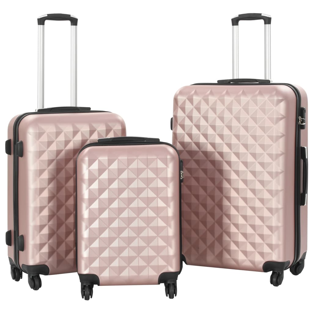 vidaXL Juego de Maletas Rígidas 3 Piezas ABS Rosa Trolley Equipaje de Viaje Color Rosa, Dorado, Marrón y mas