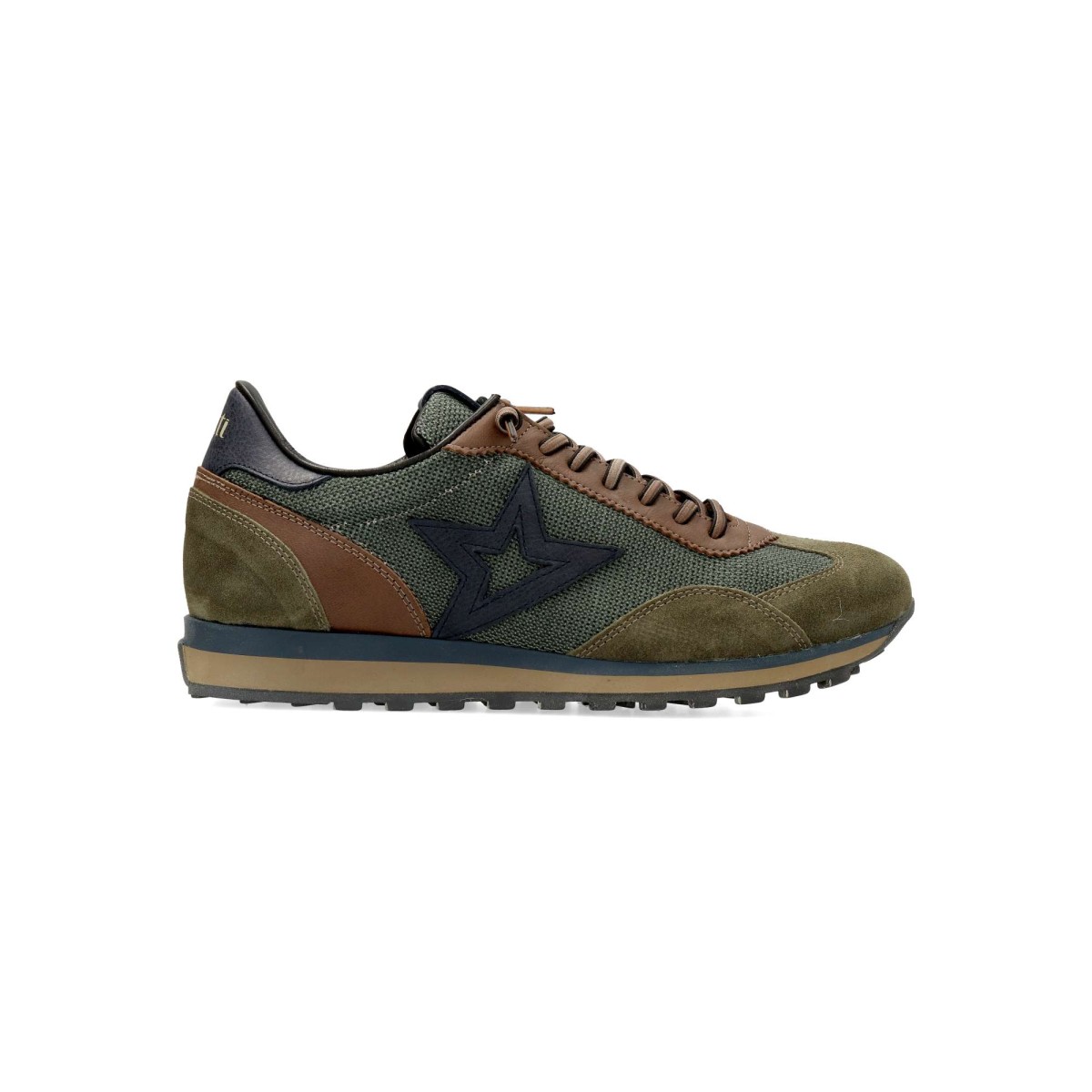 Cetti C-1259 Sneakers casual de piel serraje y lona, cordones elásticos, suela de goma, para caballero