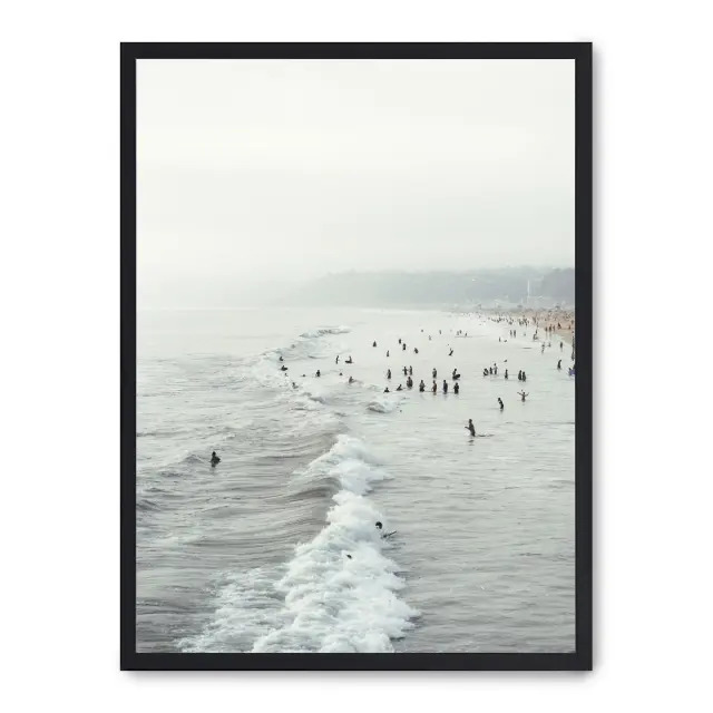 Lámina con marco negro BATHERS I 21x30 cm, Póster impreso en papel de primera calidad de 180gr, montado sobre marco de madera MDF acabado en negro., Naturaleza - Playa