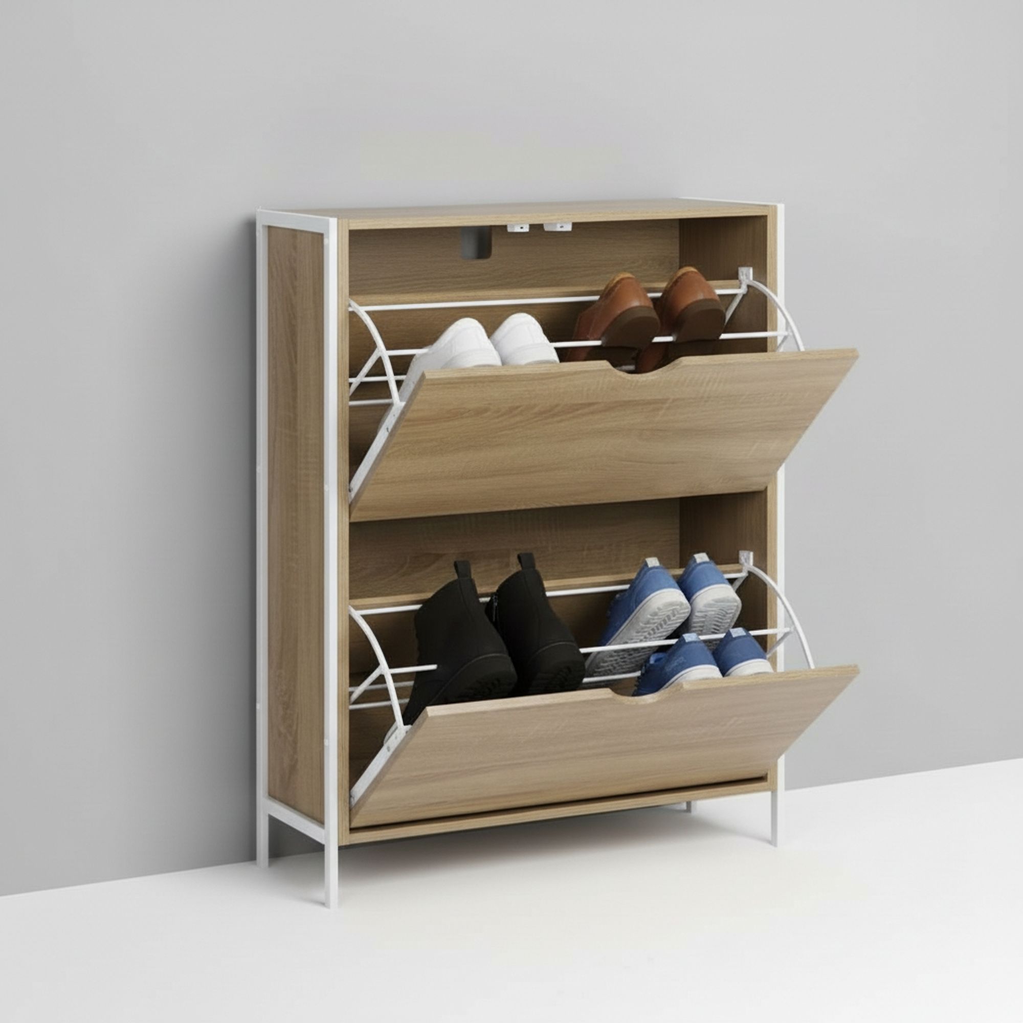 MOBLEKIT | Zapateros y Organizadores de Calzado con Diferentes Niveles, Muebles de Madera, Metal o Tela TNT, Opciones Abiertas o con Puertas para Entrada, Dormitorio o Recibidor