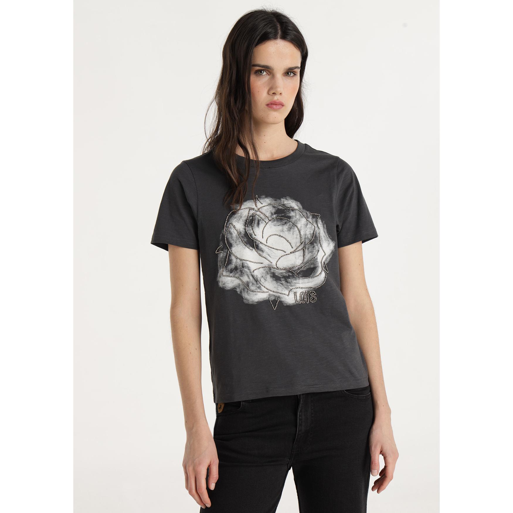 LOIS JEANS - Camiseta manga corta grafica rosa x-ray con abalorios